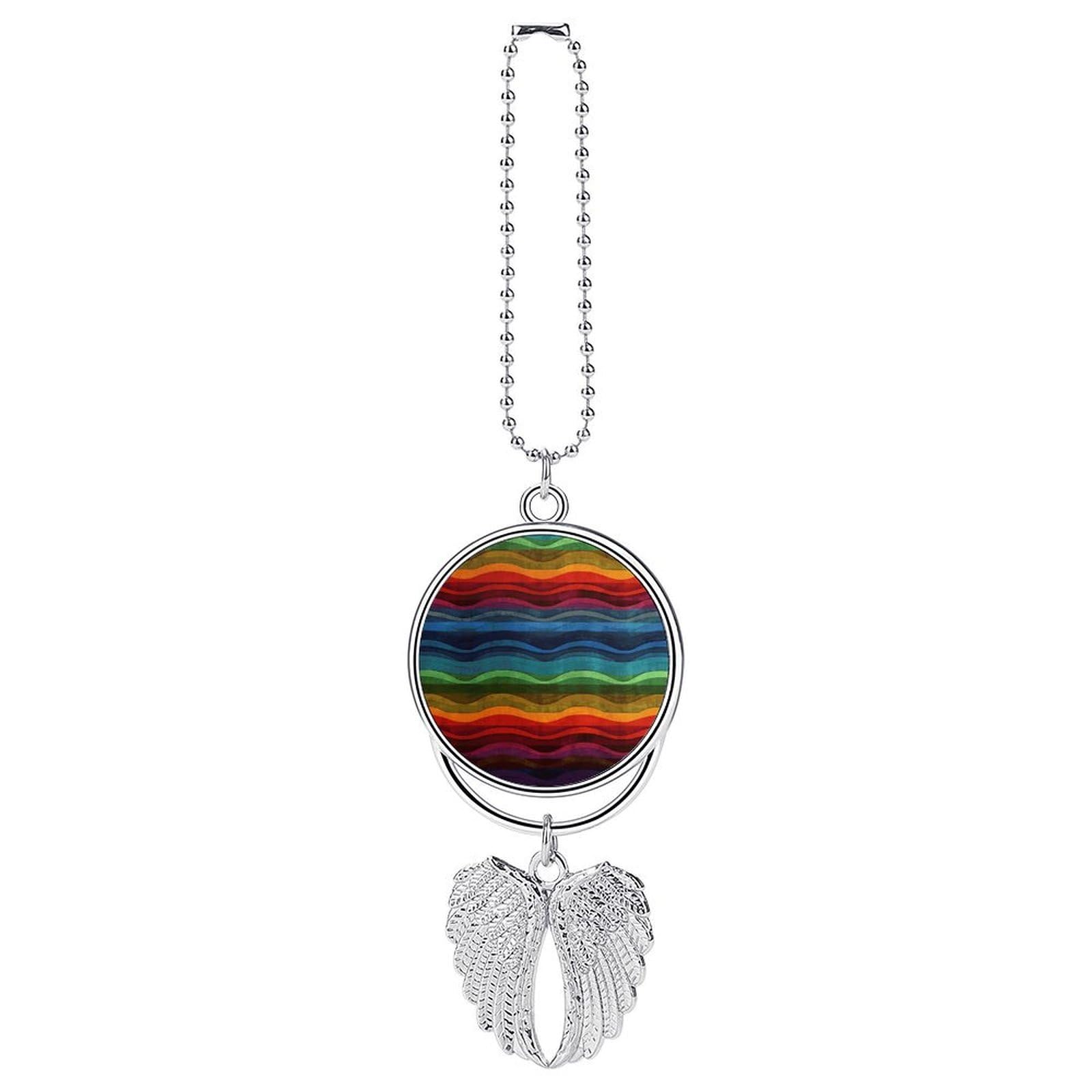 Rainbow Car Pendant Hanging Swing Auto Rear View Mirror Hanging Car Rear View Mirror Charm Truck Hanger Ornament Charm for Car Rear View Mirrors Accessories