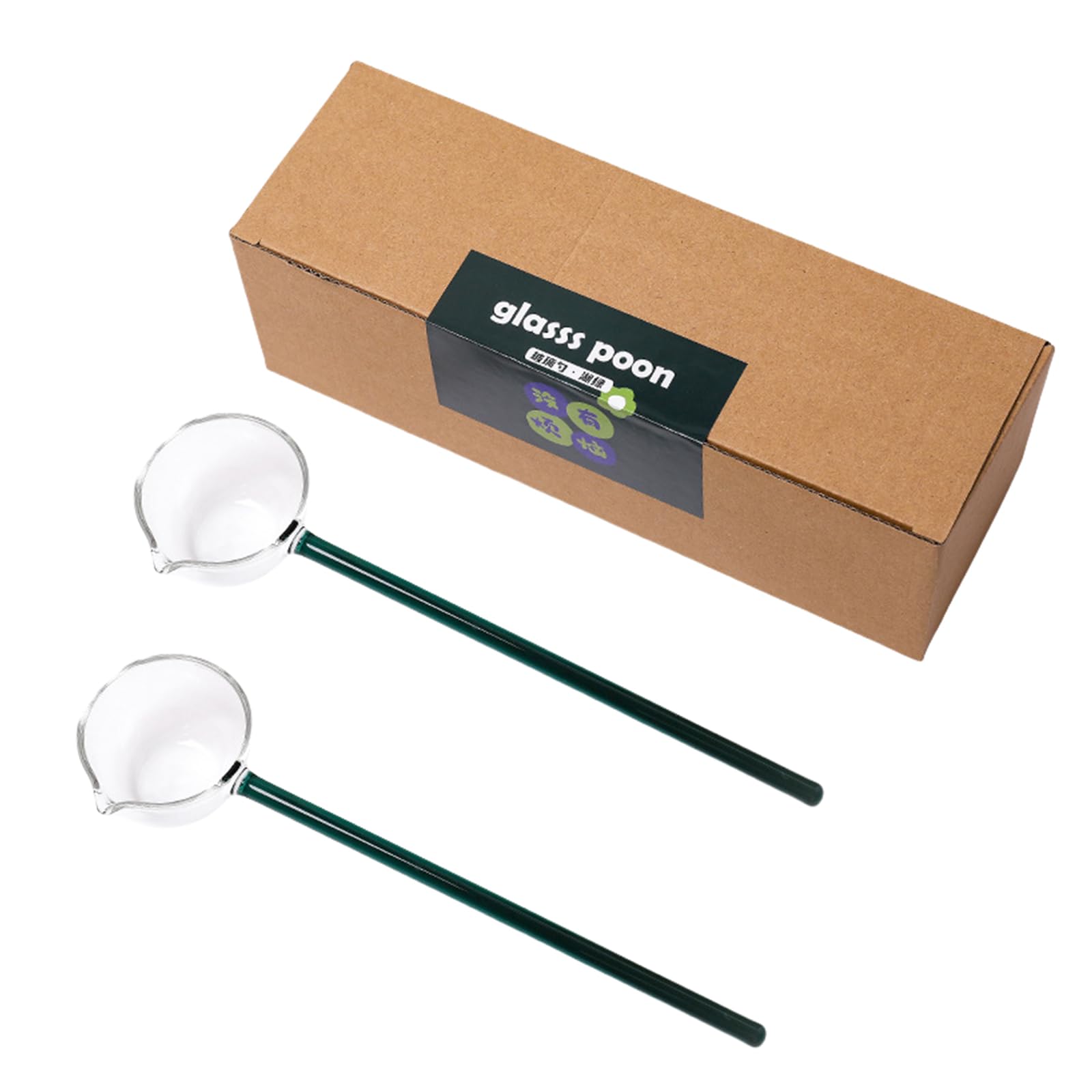 HZBB Of 2 Clear Spoons Borosilicate Glass Soup Ladles with Long Handles for Banquets Soap Ladle Borosilicate Glass Soup Ladle