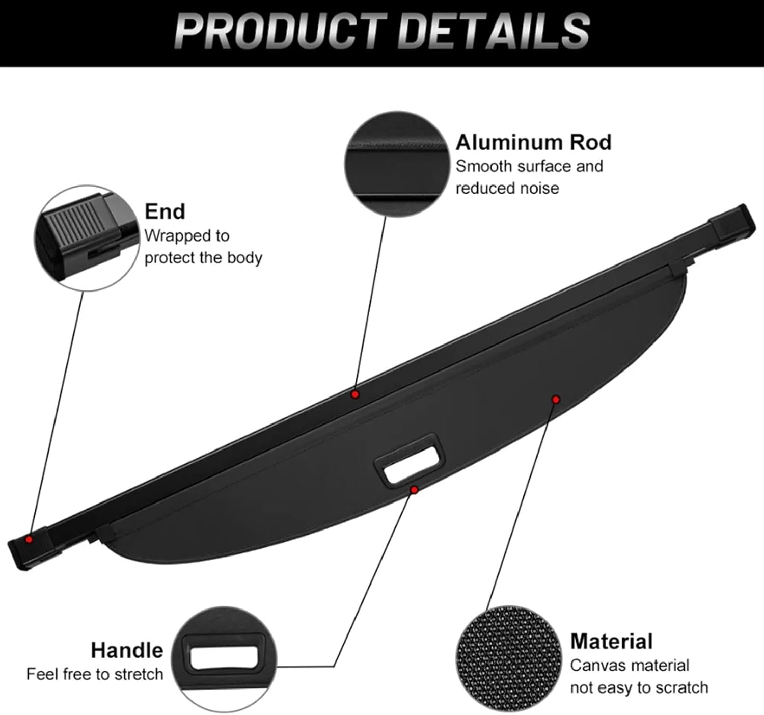 フブネクサ 車のトランクカーゴカバー、スバル、フォレスター SJ 2014 〜 2018 収納荷物カーテンブーツトレイ安全シールドシ