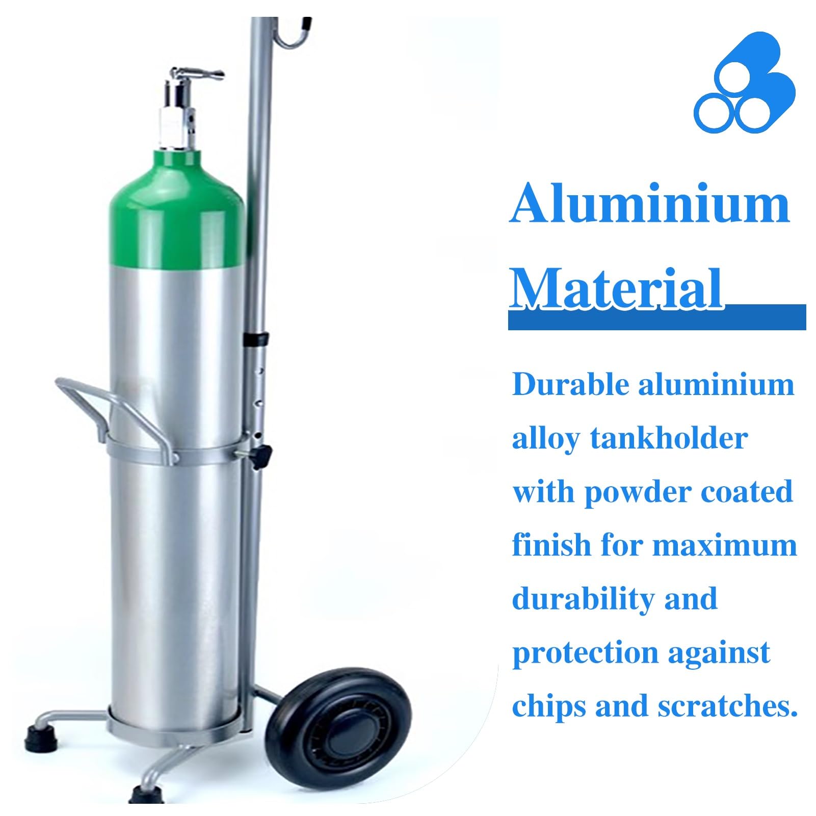 Soporte Bombona Oxigeno Soporte para Carrito con Ruedas para Un Solo Cilindro de Oxígeno, Regulador de Tanque de Soldadura para Argón y CO, Estante de Almacenamiento para Tanque de Oxígeno Médico Port