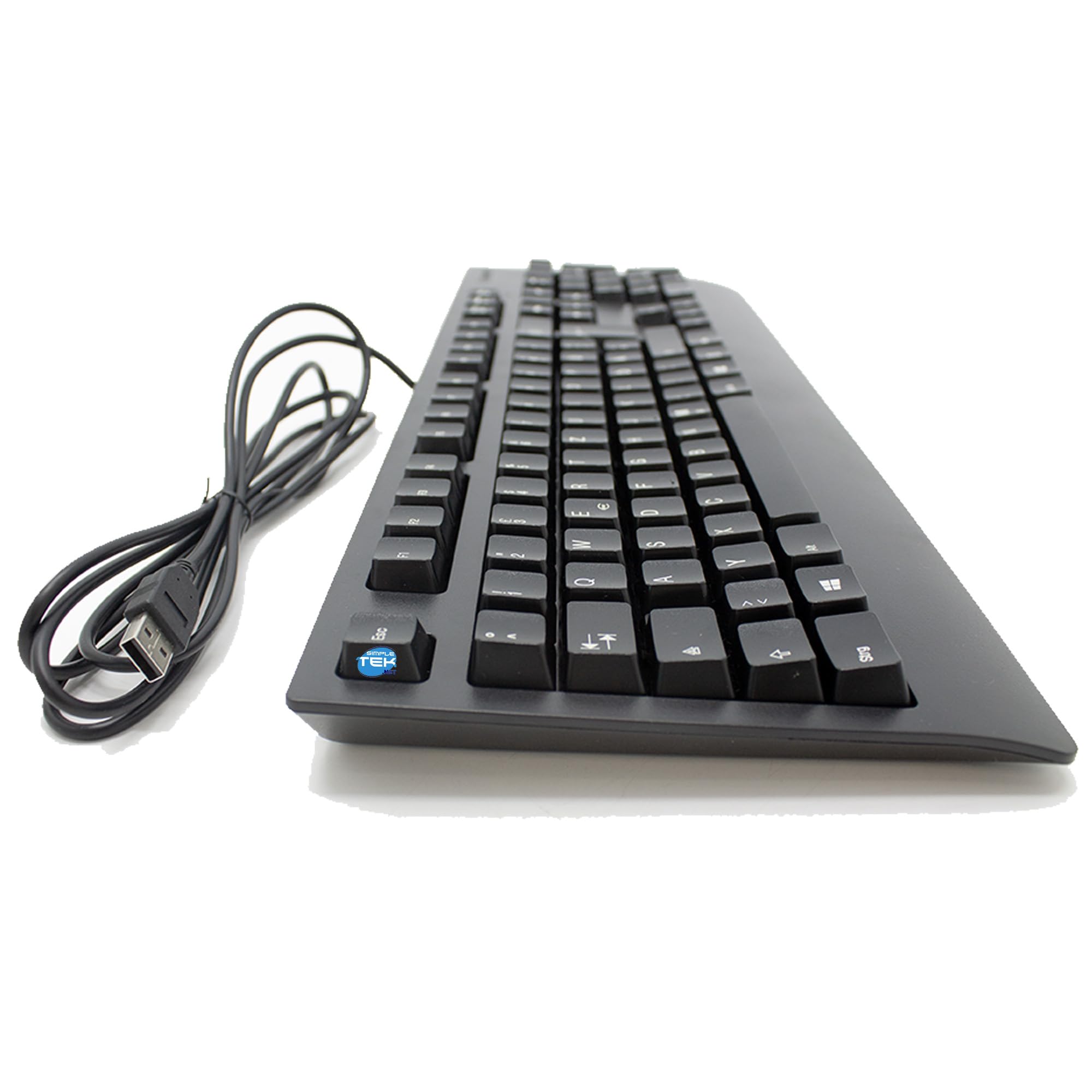SIMPLETEK - Kabelgebundene USB-Tastatur mit internationalem QWERTY-Layout (US), in voller Größe, leisen Tasten, langes Kabel