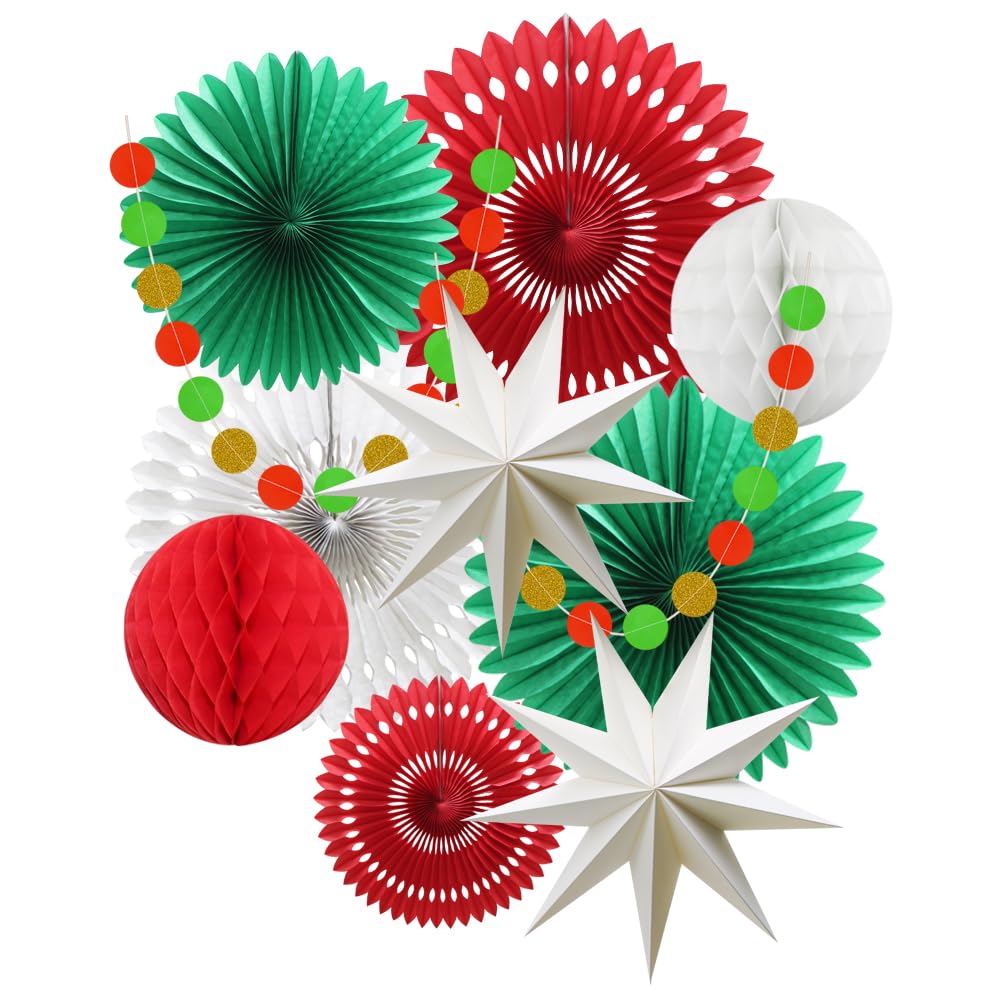 Juego de decoración de fiesta de Navidad, abanicos de papel de seda para colgar, guirnalda circular, faroles de papel para fiesta italiana, graduación, boda, cumpleaños, telón de fondo