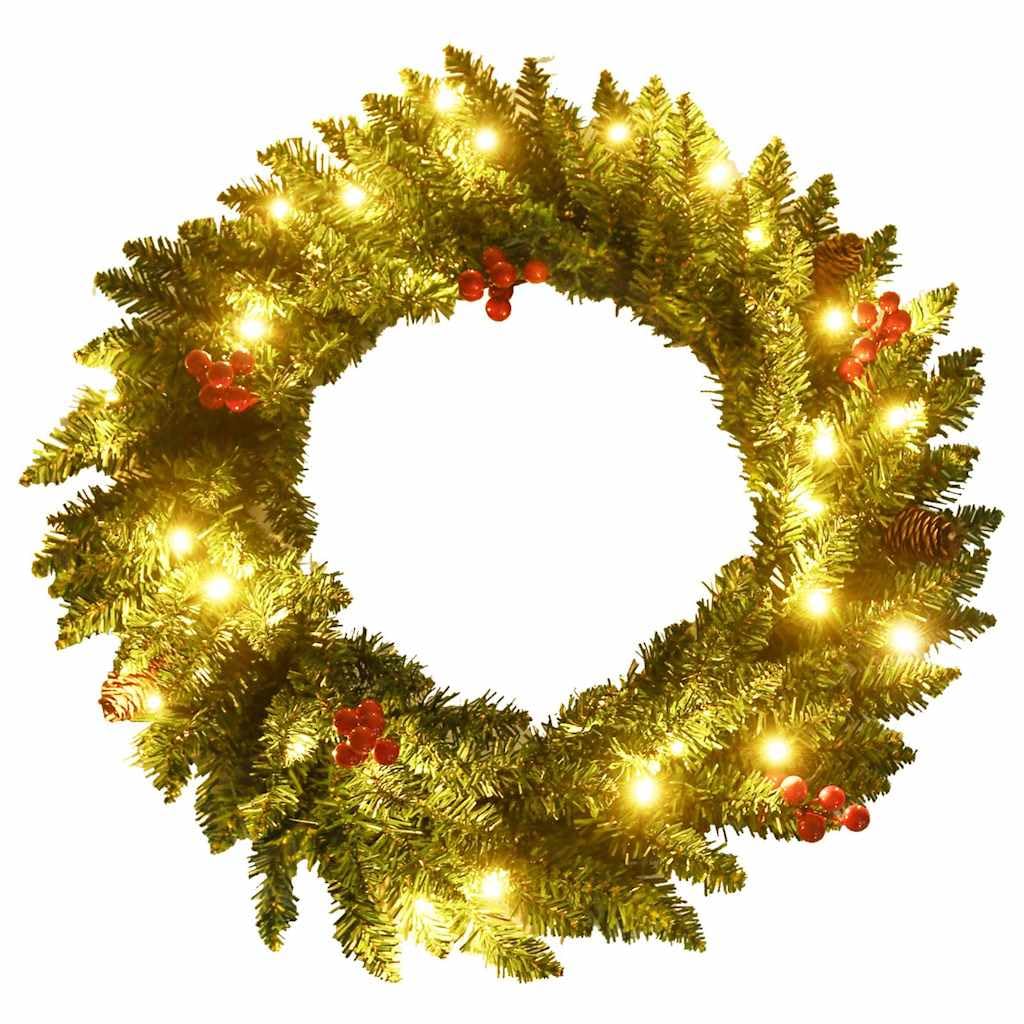 vidaXL Árboles de Navidad Artificiales 2 uds Corona, Guirnalda y LED