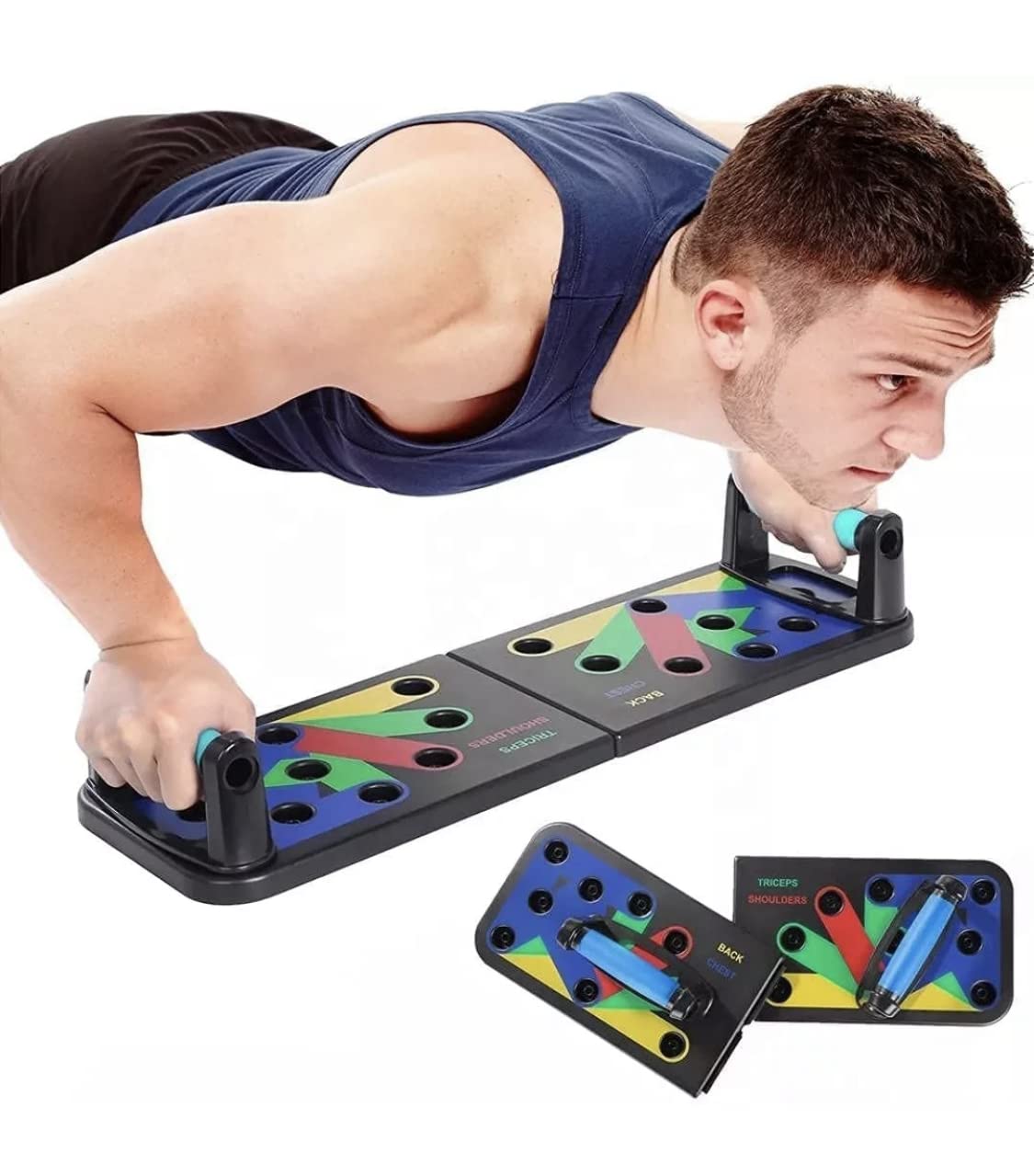 Blissvive Exercise Equipment for Home Gym | Pushup Flex Board With Color Codes for Chest, Back, Shoulders & Arms Workout | Durable & Foldable (Black)