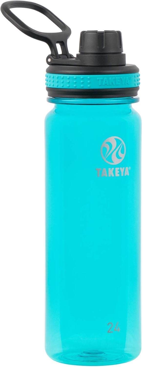 Takeya Premium Quality Tritan Plastic Sport Water Bottle with Spout Lid, BPA Free, 24 Ounce, Ocean