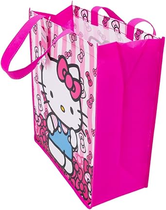 Fast Forward Hello Kitty Reusable Tote Bags, 16 inch, Pink and Red, 3 Pack
