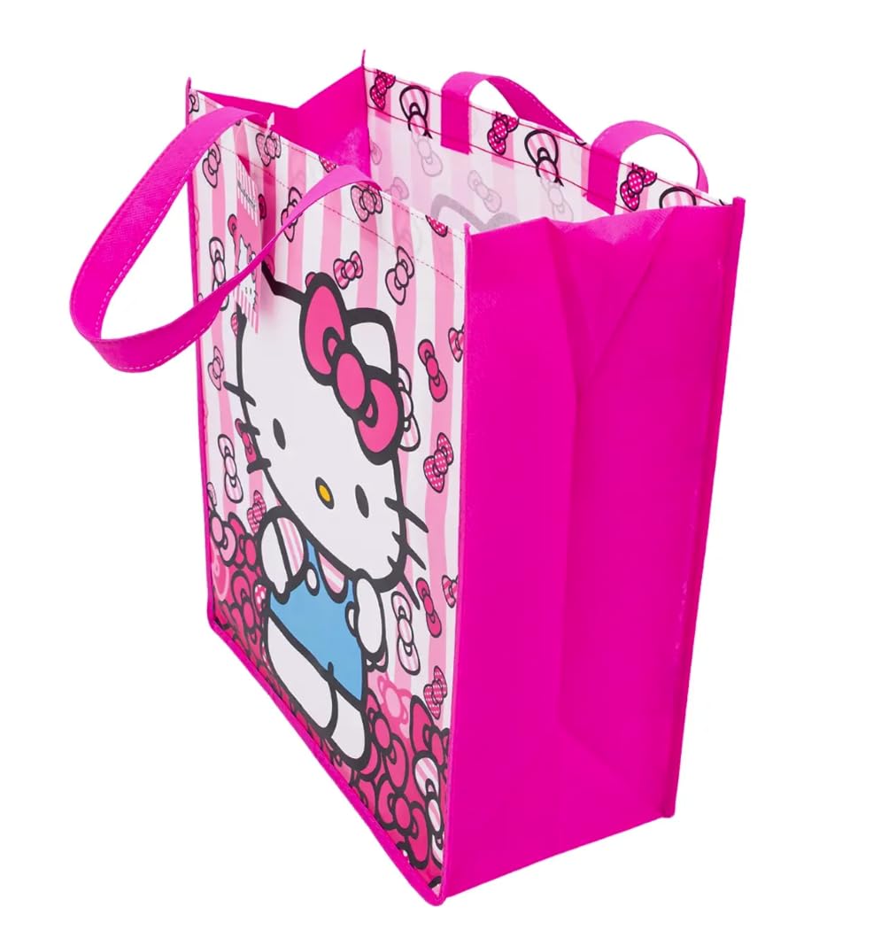 Fast Forward Hello Kitty Reusable Tote Bags, 16 inch, Pink and Red, 3 Pack