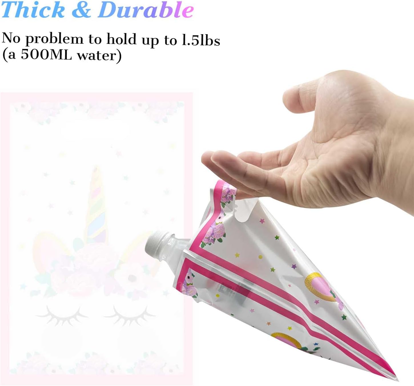 Agaommio 40pcs Unicorn Goodies Bags Party Favor Christmas Gift Bag Plastic Gift Treat Goodie Bags with Handles, Small Pink Candy Bags for Girls Birthday Theme Party Supplies Return Gifts (16 * 24cm) - Image 7