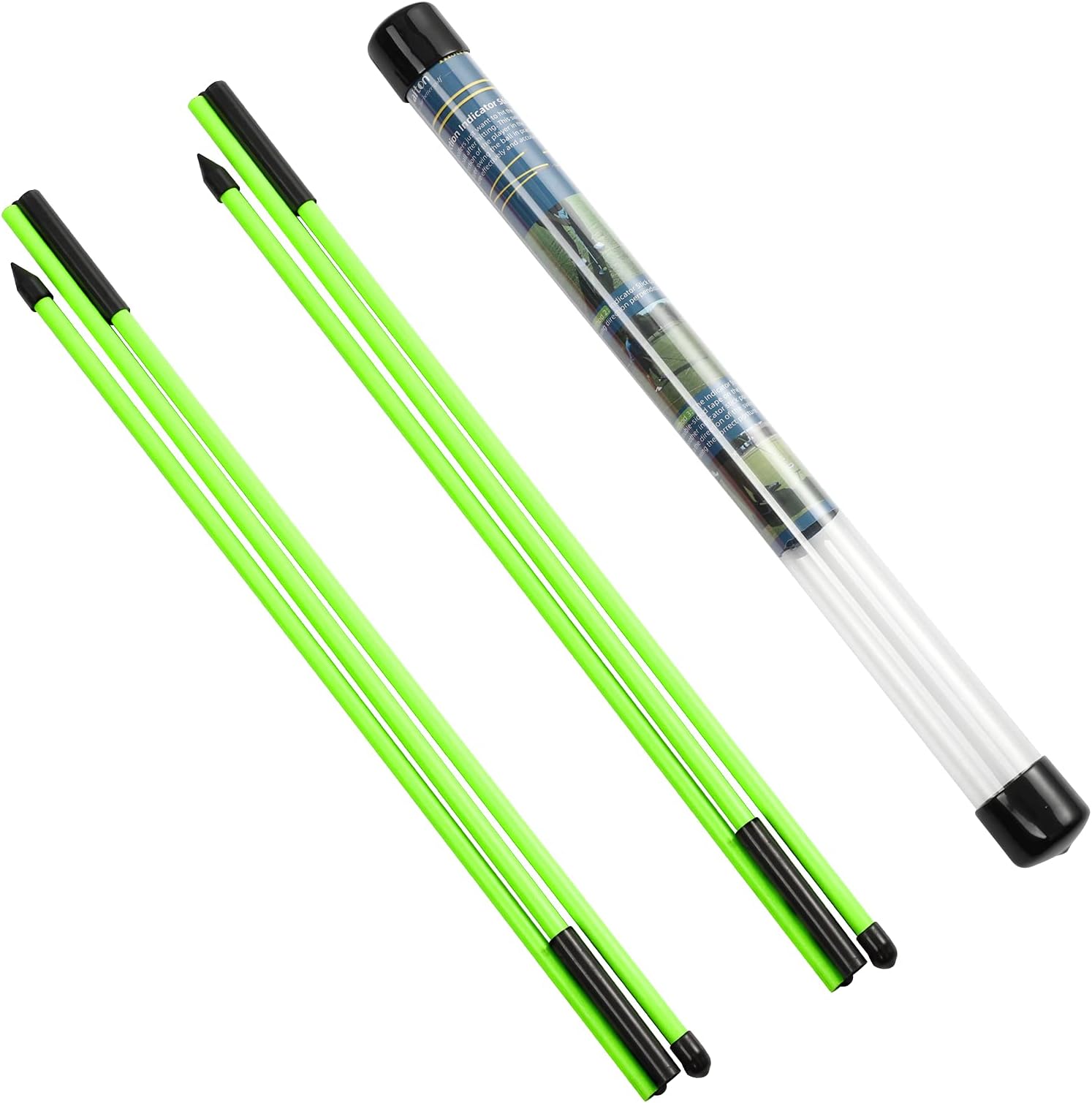 Rhino Valley Golf Alignment Sticks - Collapsible Golf Practice Rods for Aiming, Putting, Full Swing Trainer, Posture Corrector with Clear Tube Case, Portable Golf Training Equipment