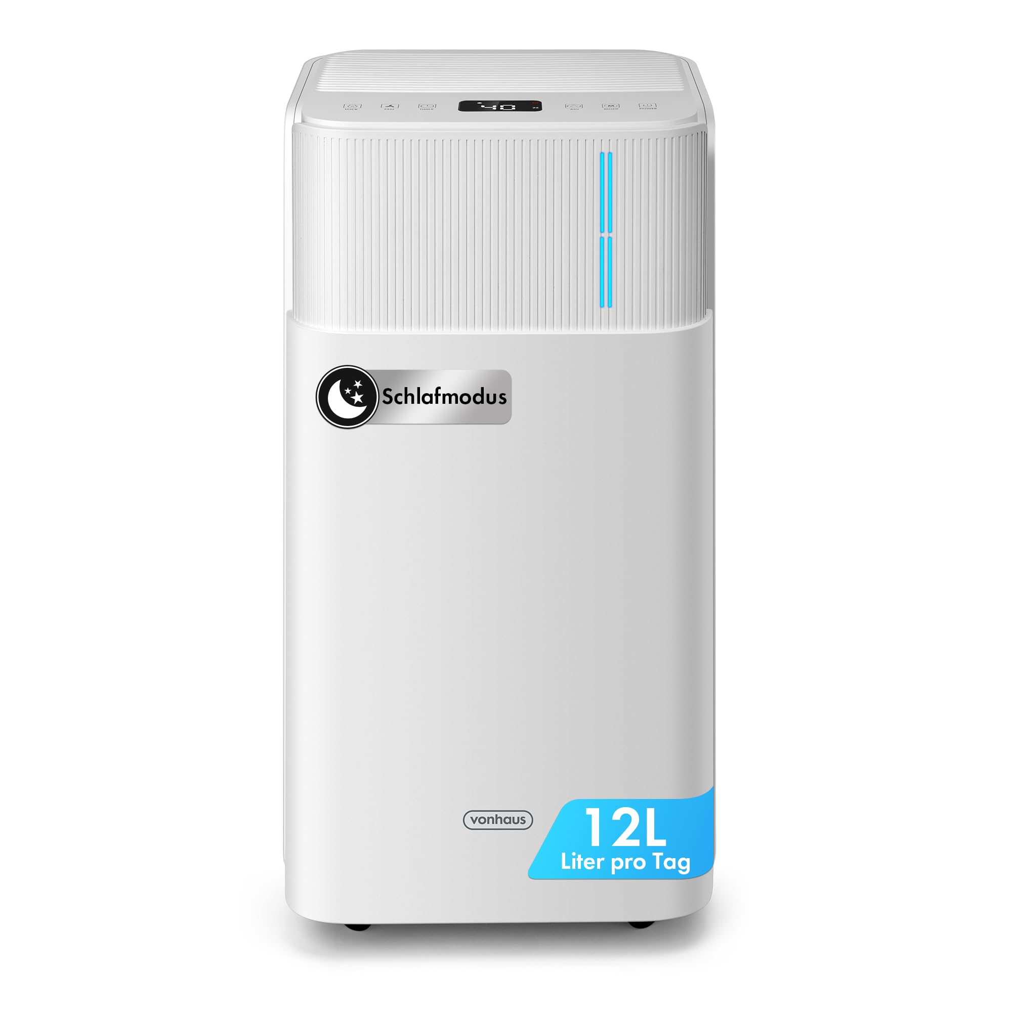 VonHaus Electric Dehumidifier, 12 L/24 H, Dehumidifier for Basement, Electric Room Dehumidifier, 39 dB for Rooms up to 125 m³/20 m², with Sleep Mode, Timer and Drain Hose, Against Moisture and Mould