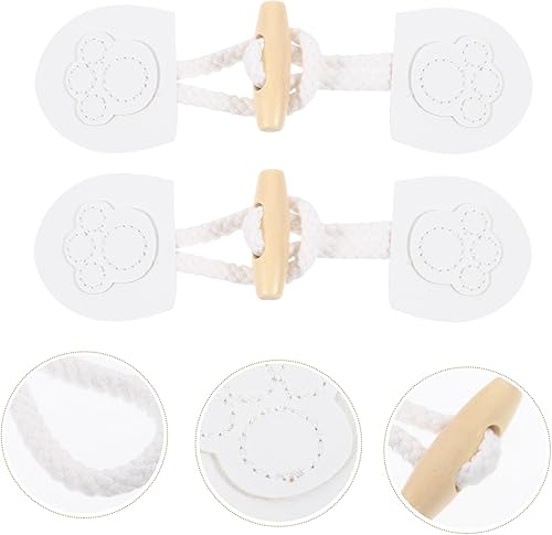 Miniatura 4 de Anneome 4 pares de hebilla de cuerno de madera, cierre de cárdigan, cuerda de algodón, hebillas de palanca, botones de ropa de algodón, hebilla de