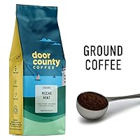 Vista 2 de Door County Coffee Café molido con sabor a menta moca – tostado medio – Bolsa de 10 onzas – 100% arábica especial