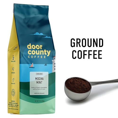 Miniatura 2 de Door County Coffee Café molido con sabor a menta moca  tostado medio  Bolsa de 10 onzas  100% arábica especial
