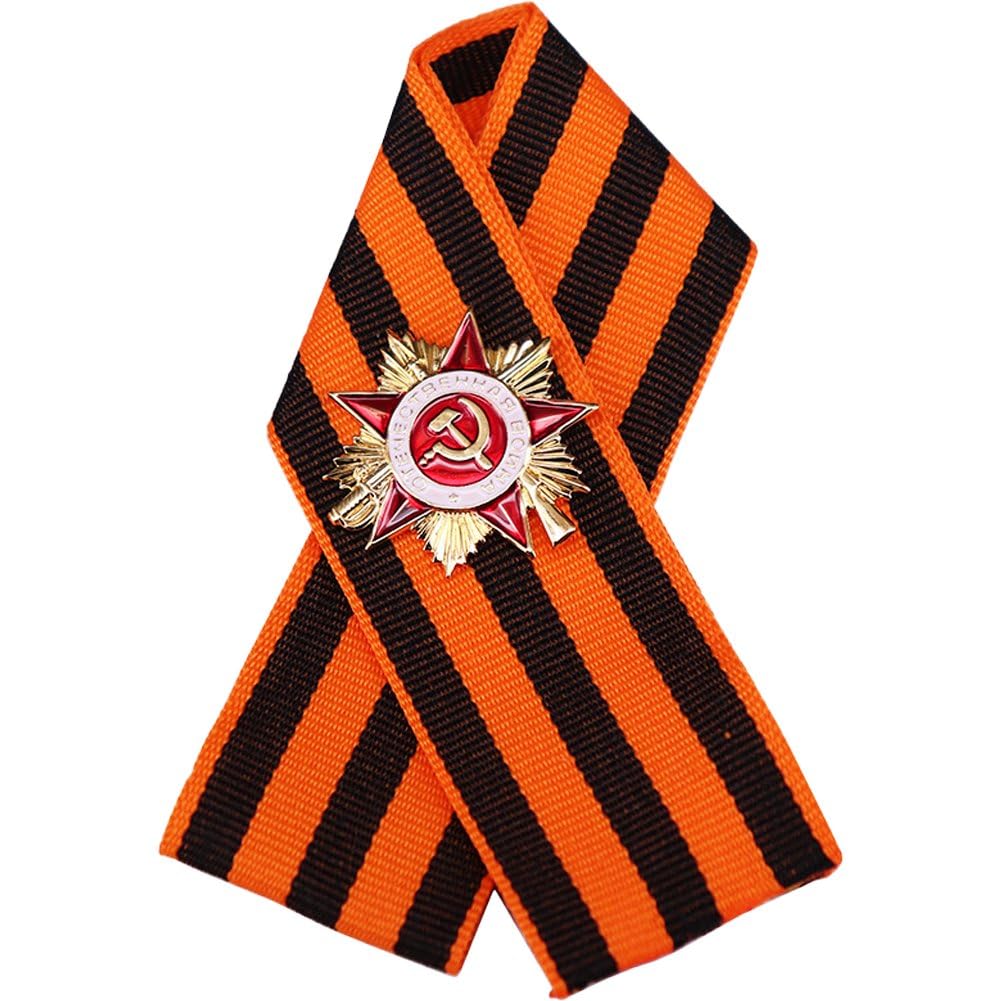 Sanfly Russian George Ribbon Medal Badge Vintage Russian Flag Pin Badge Retro Decorative Brooches History Memory Symbol Festive Brooches