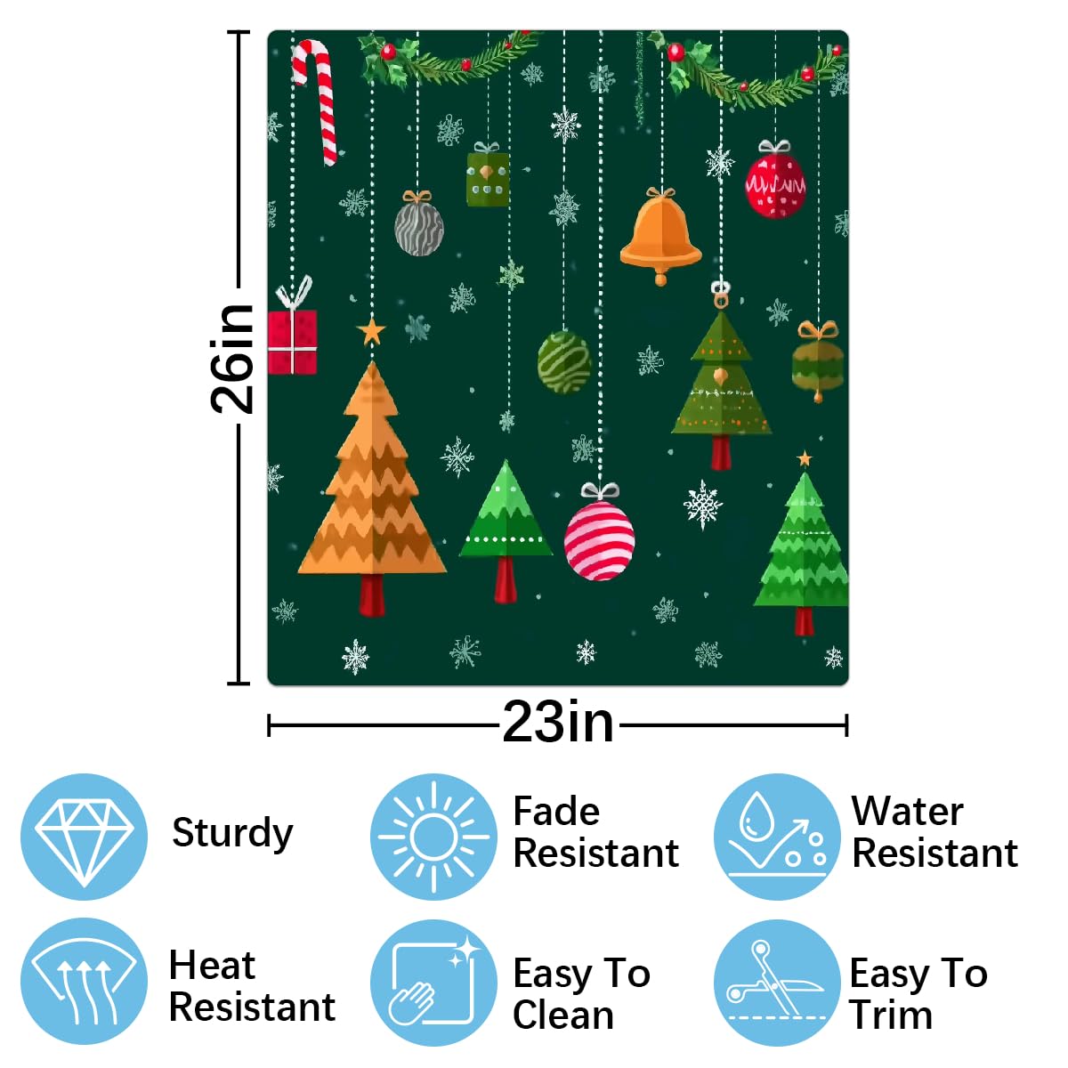 Mexpekil Adesivo decorativo per lavastoviglie con albero di Natale da appendere, 58 x 66 cm, adesivo decorativo per lavastoviglie per porta d'ingresso, impermeabile, pannello per elettrodomestici da