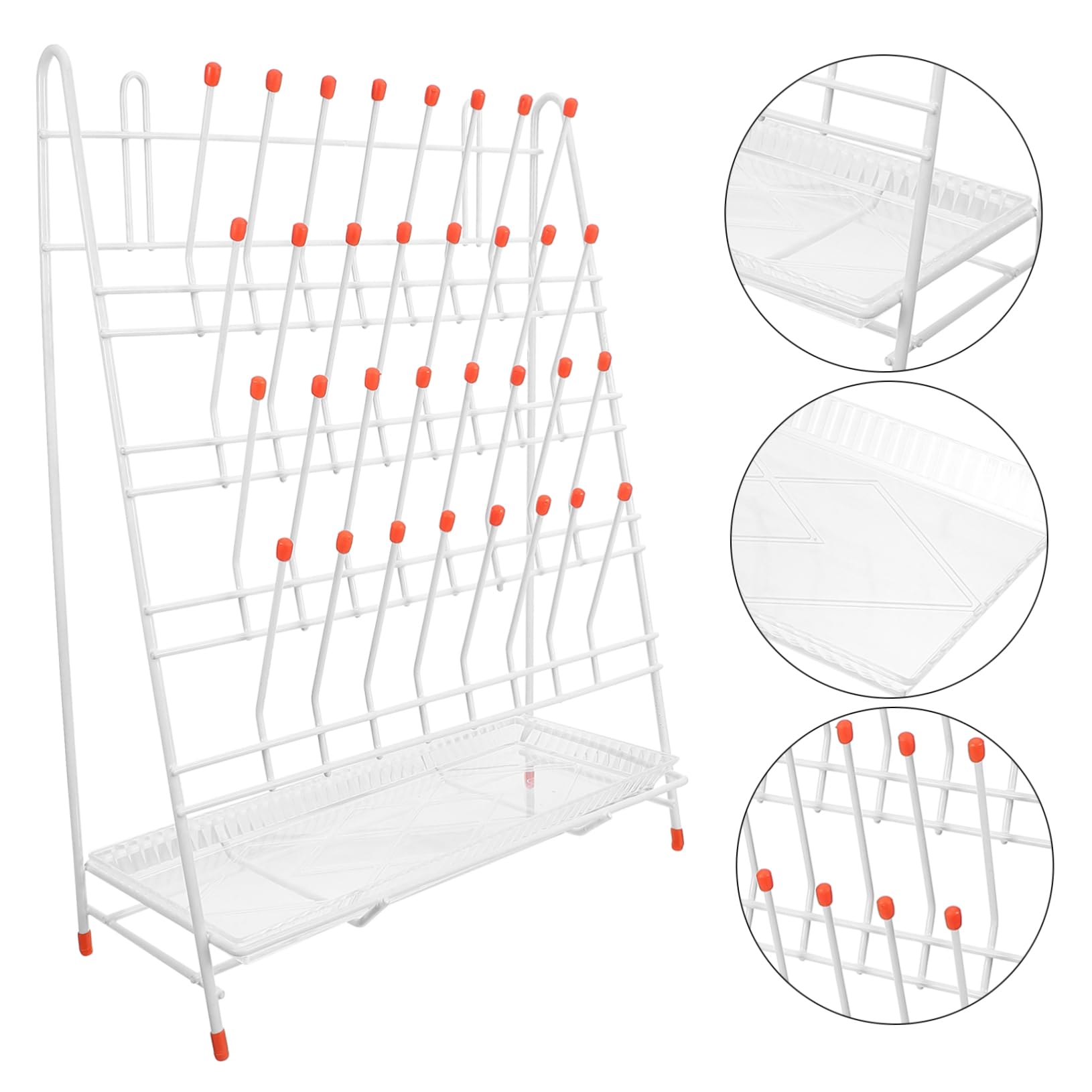 Weißes Flasche Drying Rack aus Eisen mit 32-peg Design Enhanced Stability und Easy Cleaning als Laborröhrchengestell und Trockengestell für Laborbecher