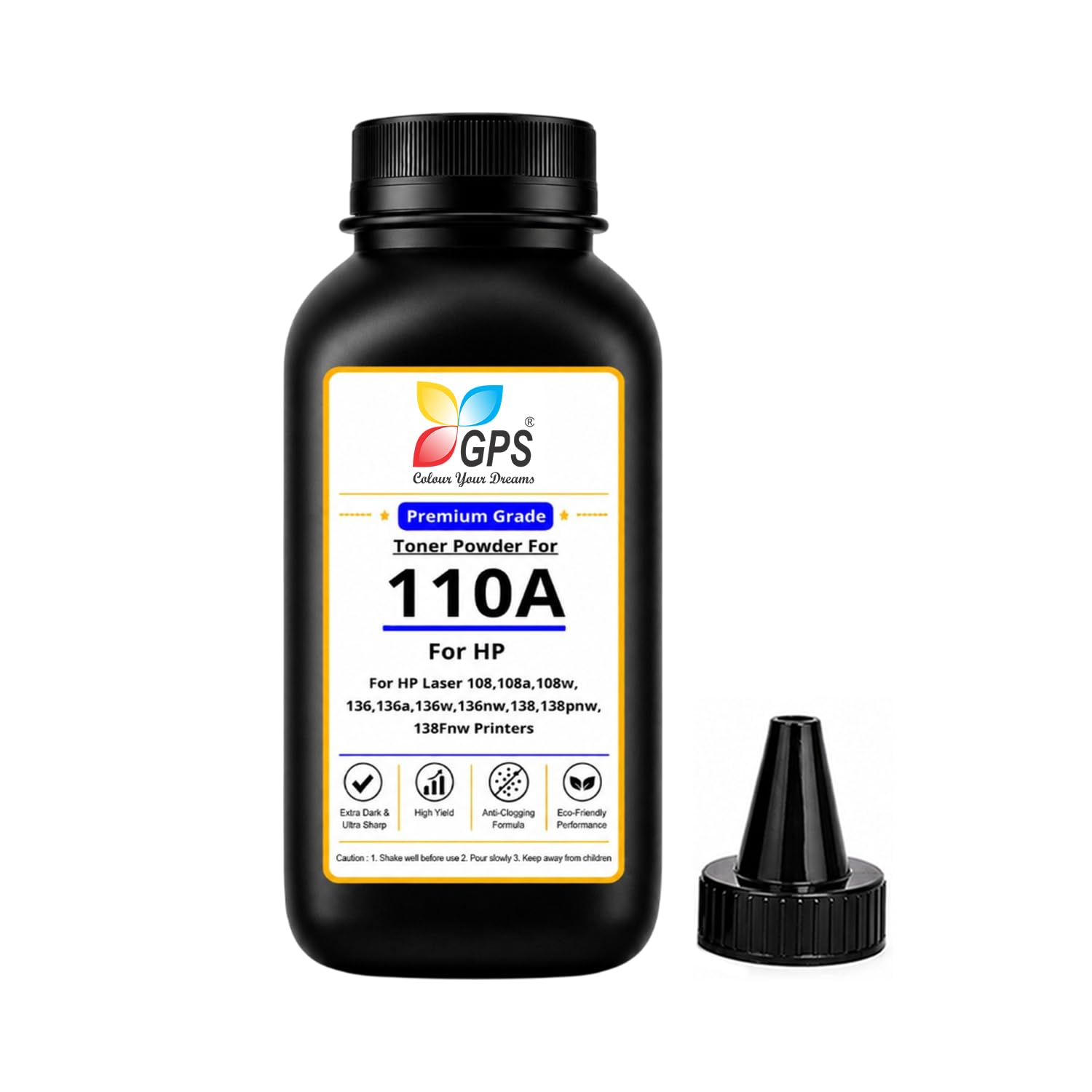 GPS Colour Your Dreams W1112A Toner Cartridge Refill Powder, Compatible with HP Laser 108, 108a, 108w,136a, 136w, 136nw,138pnw, 138fnw Printers, Perfect for HP 110a, Laser Printer - 80gms Pack of 1-image-28