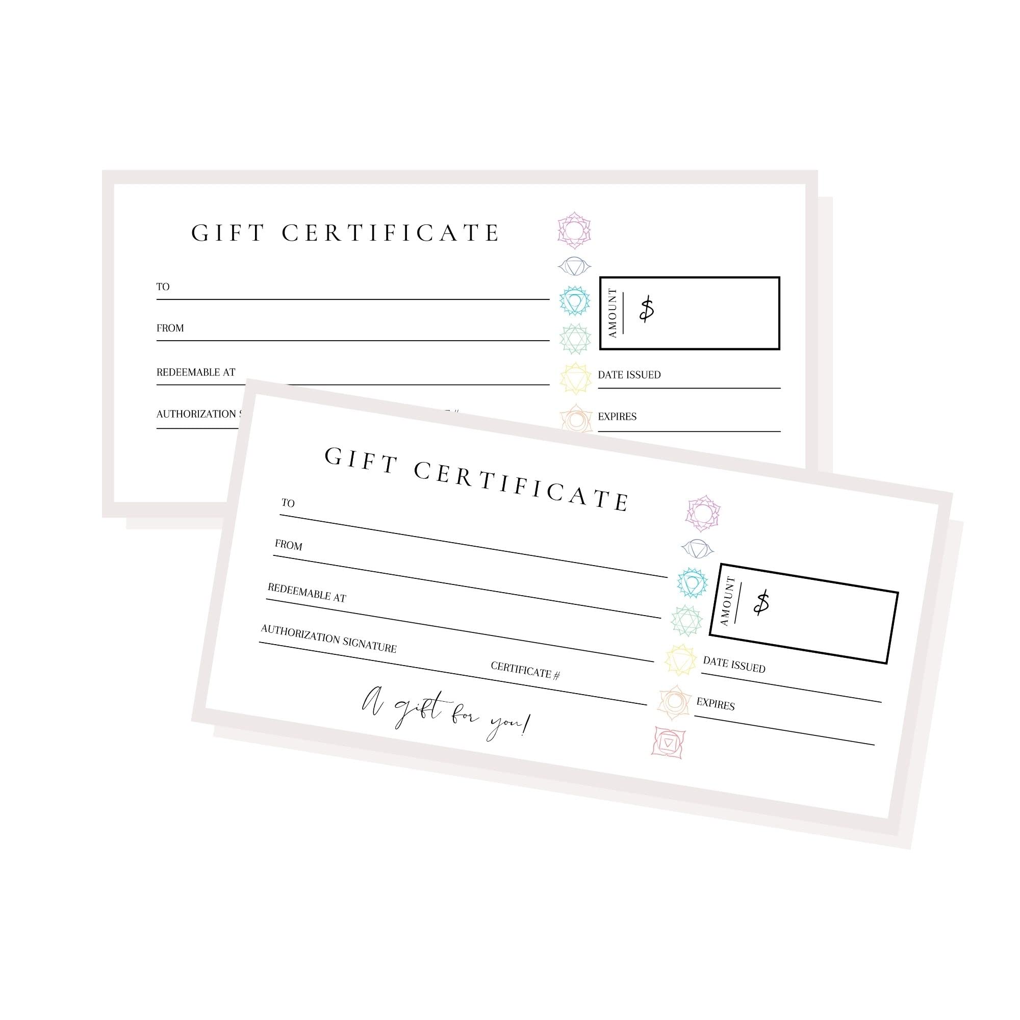 Blanko Geschenkzertifikate – 30 Stück, 9,5 X 21 Cm, Reiki-Stein-Design Auf Premium-Karton