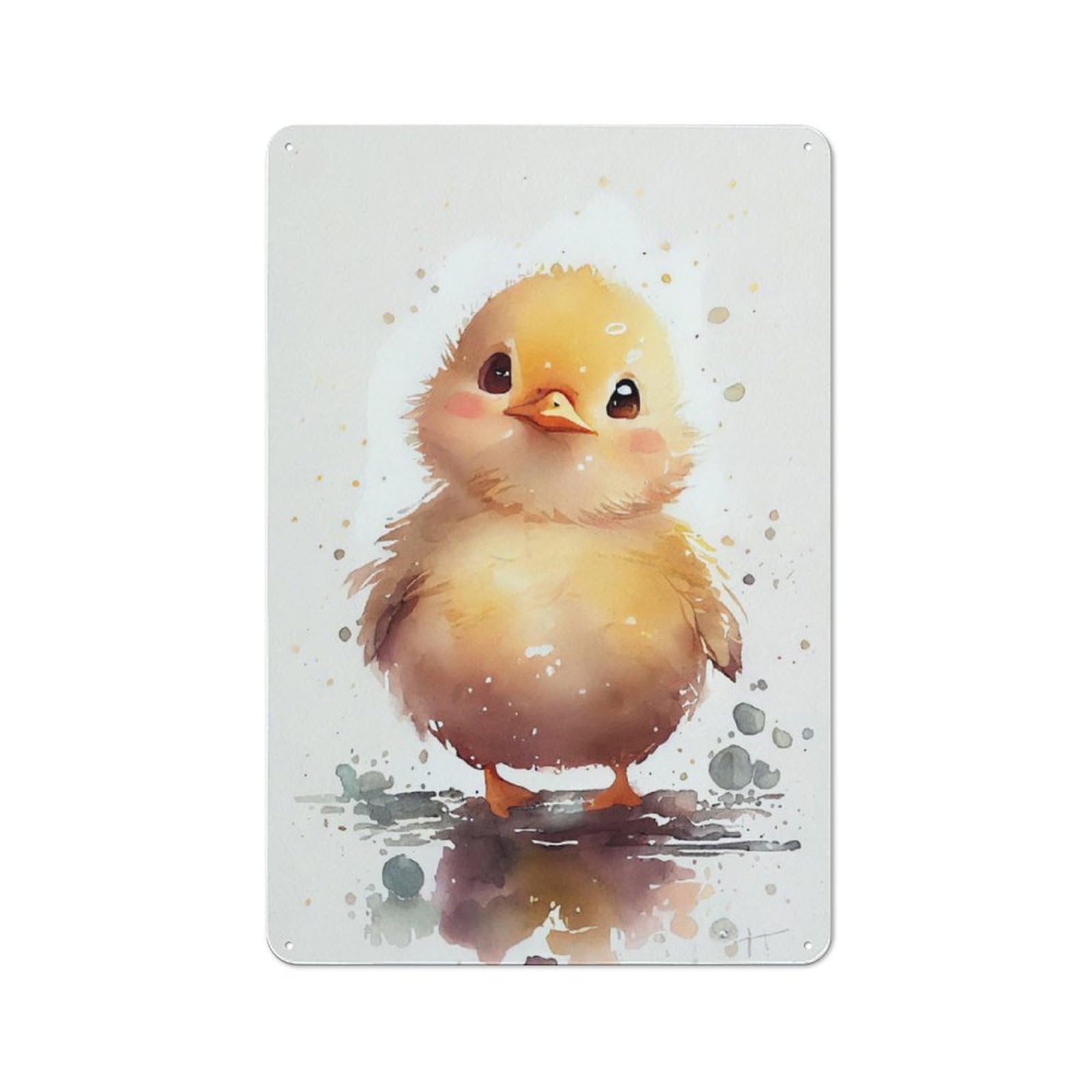 Junmoney Duck Baby Puppy For Garden Room Or Summerhouse, Vintage Tin Sign 30X20cm, A Metal Wall Feature For Garden Rooms And Summerhouses