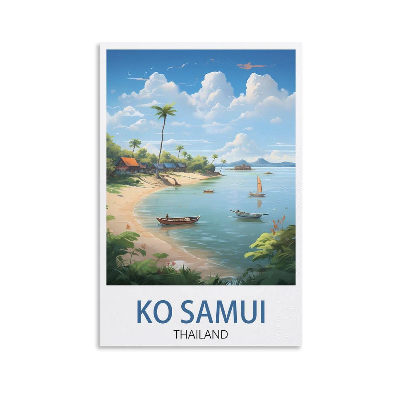 BaHeLs Ko Samui Thailand Vintage Travel Posters Landscape 08x12inch(20x30cm) Canvas Wall Art Print Painting for Wall Decor Living Room Bedroom