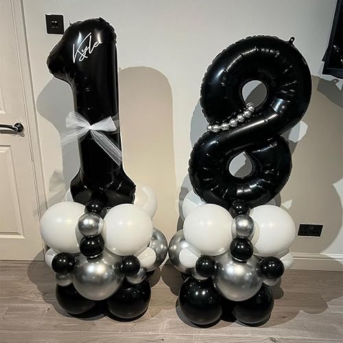 Miniatura 5 de Globos negros del número 15, globos de 40 pulgadas, 15 o 51 globos de aluminio de Mylar con número de helio, globos negros de número 15 para