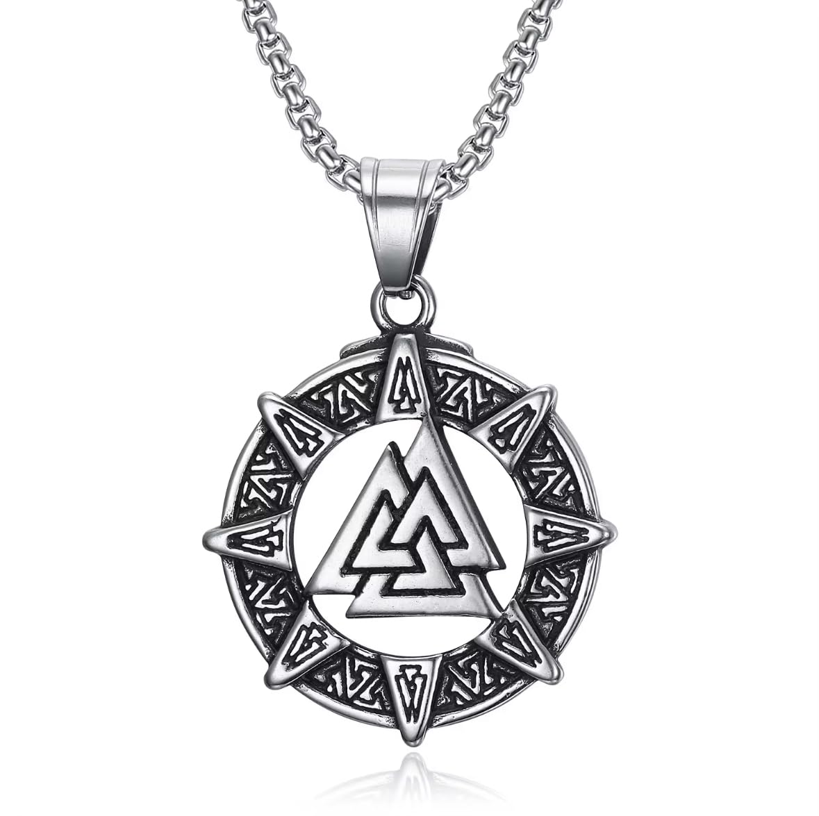 frolics india Viking Valknut Pendant Necklace for Men – Norse Mythology Symbol with Vegvisir Compass Design – Stainless Steel Nordic Amulet Jewelry-picture-22
