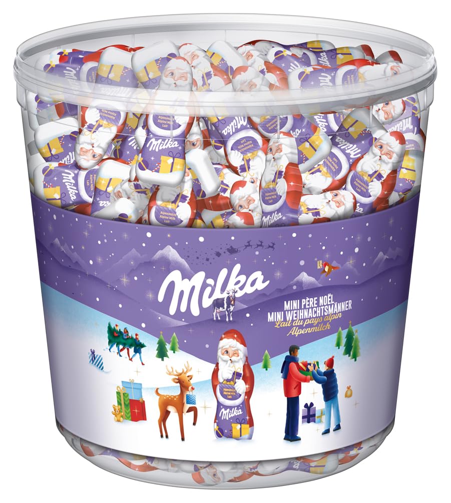 MILKA Mini Père Noël Chocolat au Lait | Idéal Cadeau Noël Enfant | Pot de 175g (1,54kg)
