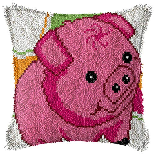 Crochet à loquet kit taie d'oreiller animal cochon broderie adulte et enfant DIY