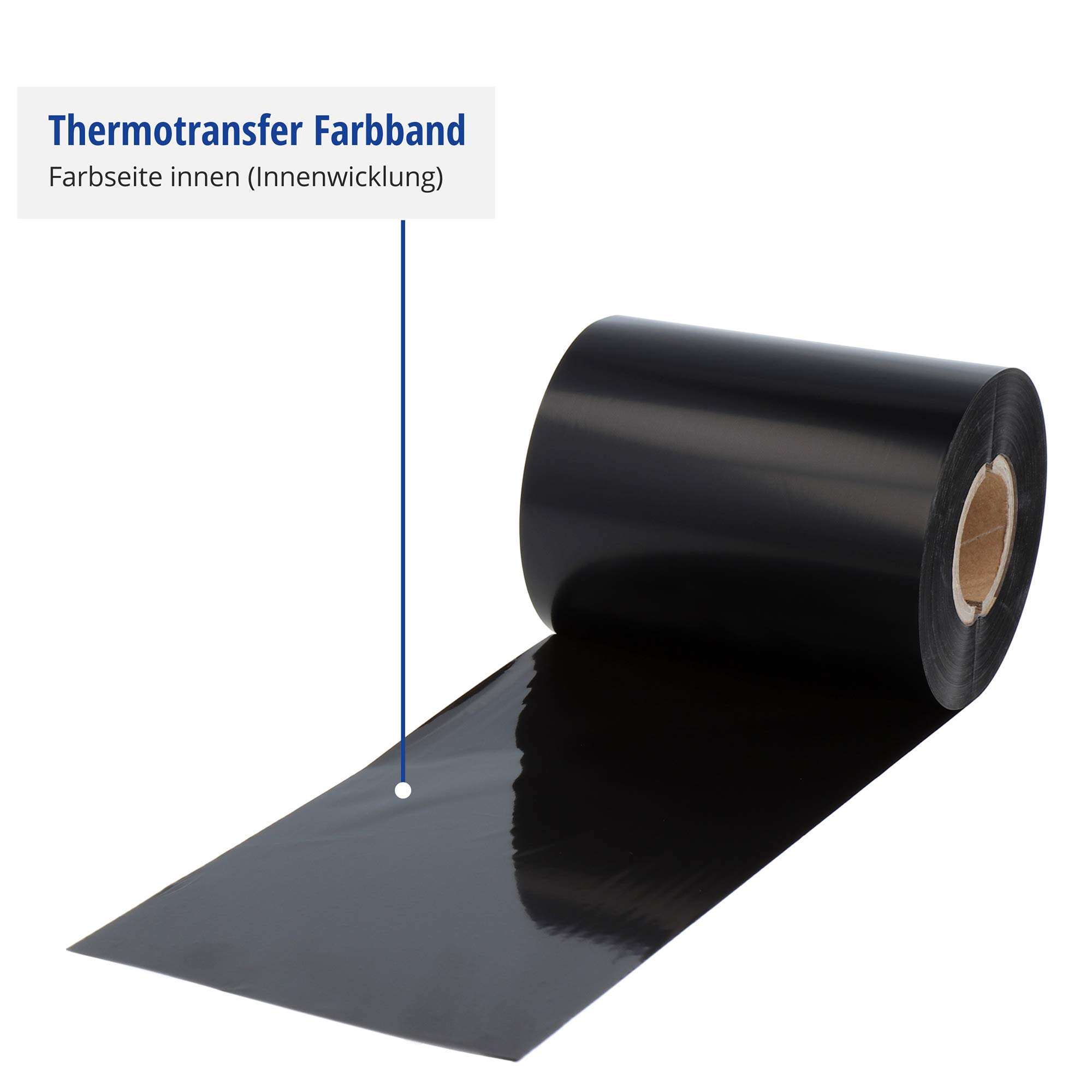 Labelident Thermotransfer Farbband Wachs schwarz 110mm x 300m - 10 Rollen, Innenwicklung, kompatibel Zebra TSC GoDEX, für unbeschichtete Papieretiketten