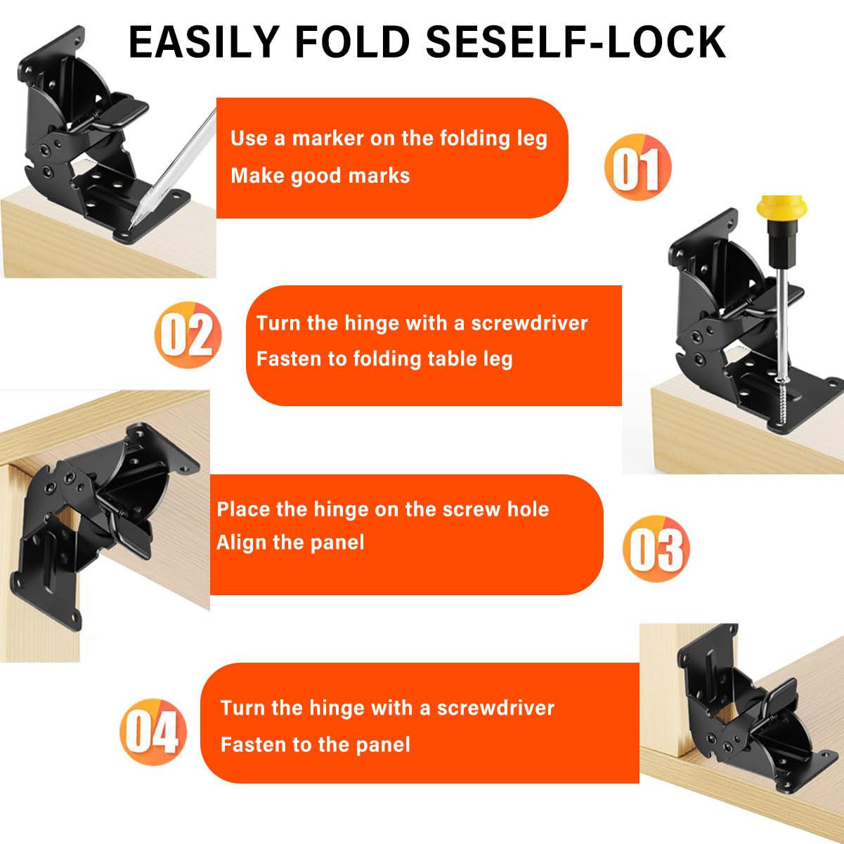 Folding Brackets - 500lb Heavy Duty Hinges -5