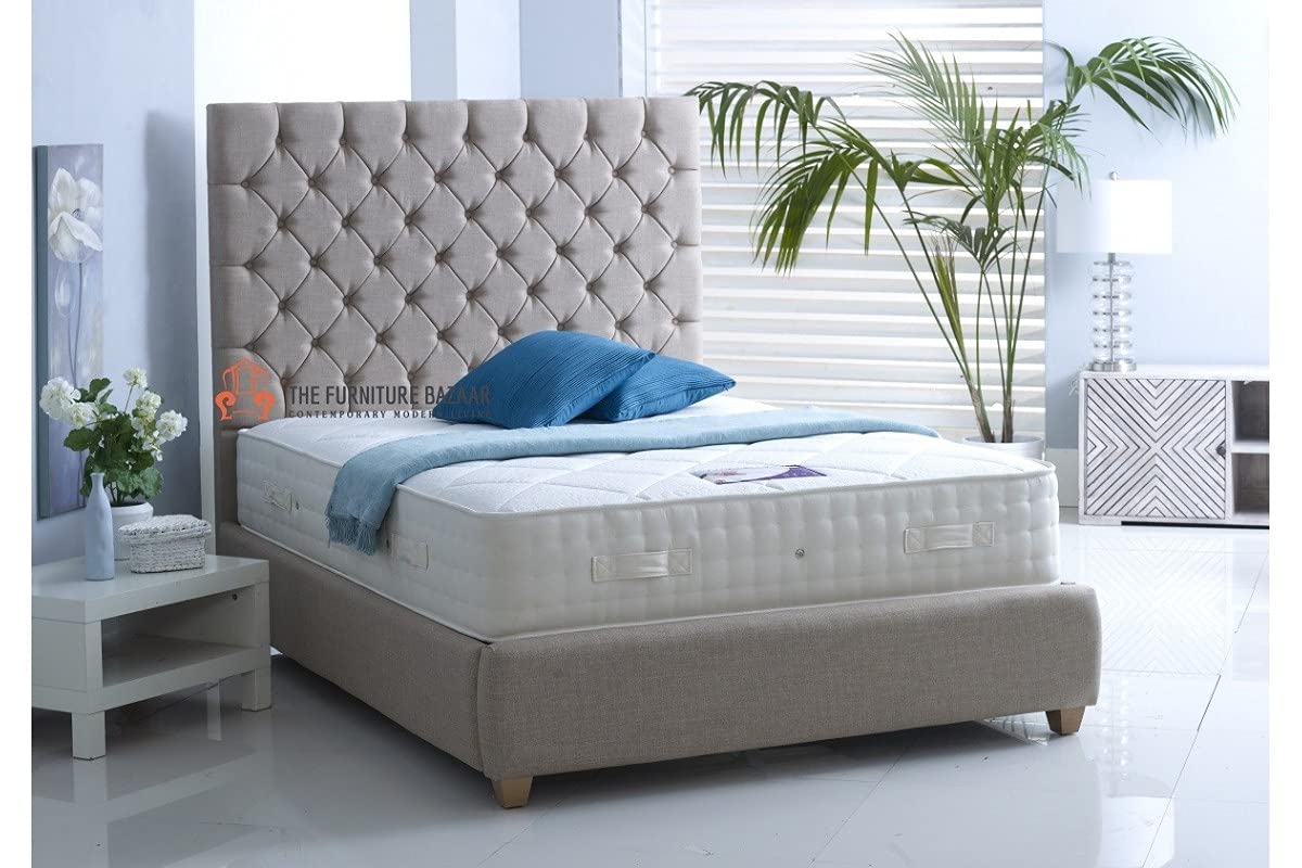 The Furniture BazaarQueen Anne Upholstered Bed Frame 3ft Single, 4ft Small Double, 4ft6 Double, 5ft King Size, 6ft Super King (4ft6 Double)