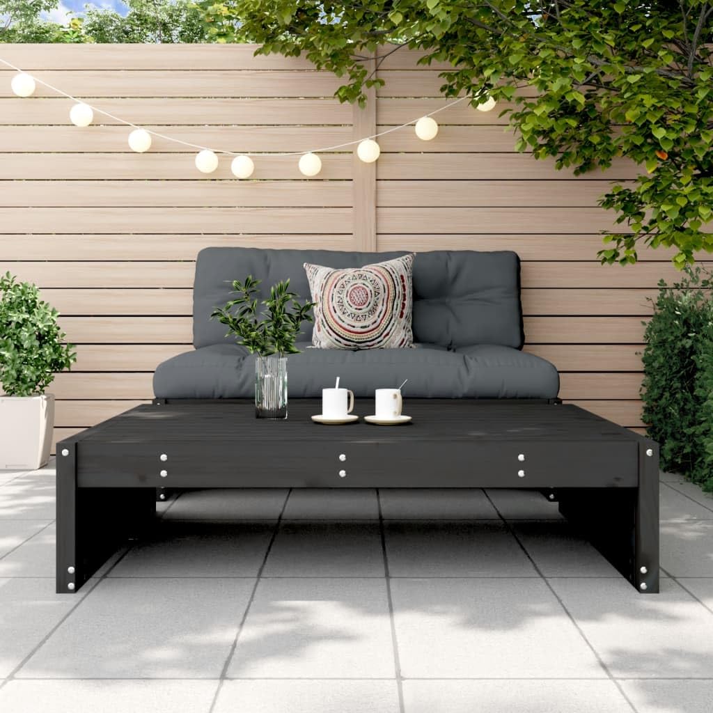 Podnóżek ogrodowy 120 x 80 cm lite drewno sosnowe czarne