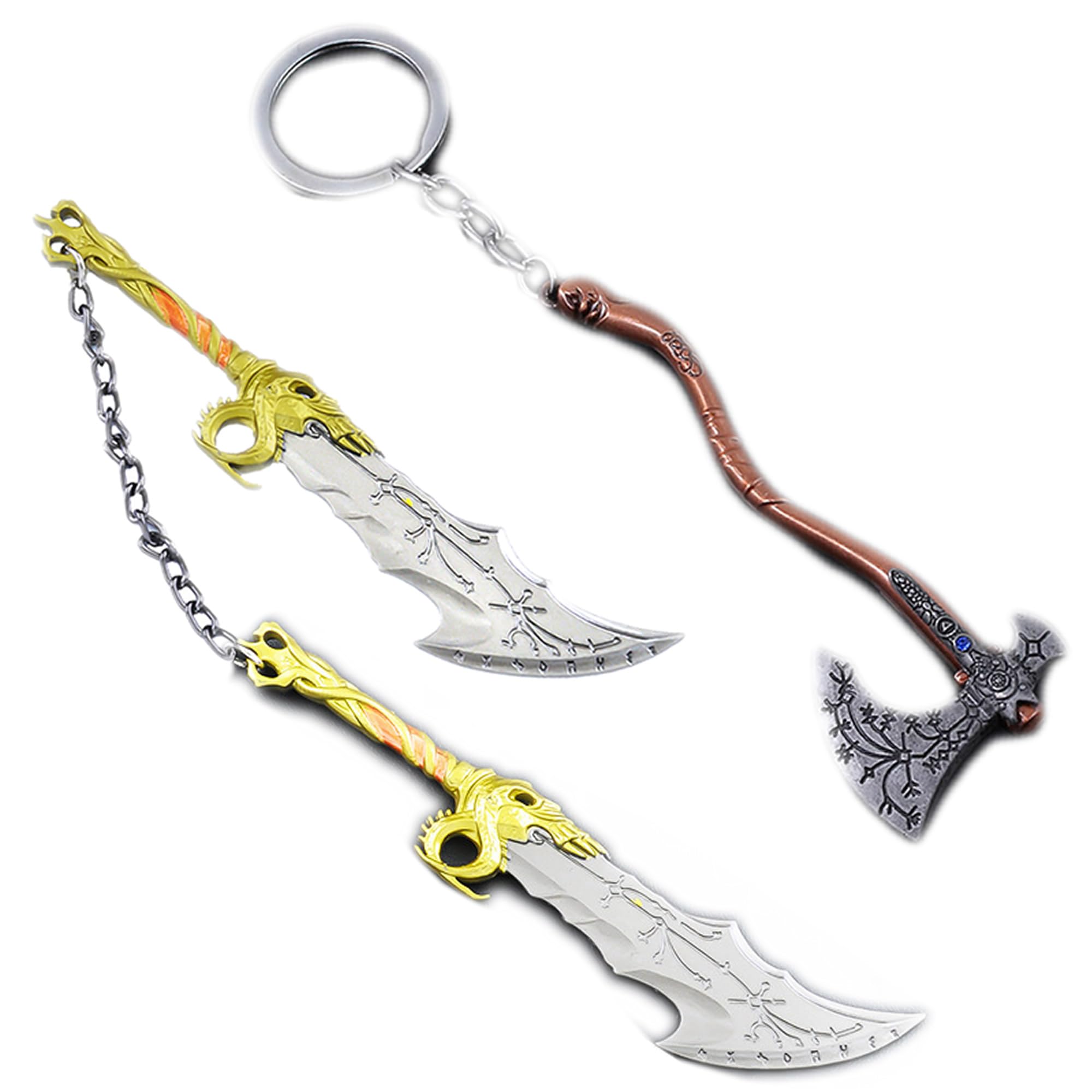 For Blades of Chaos keychain Keychain Set Leviathan Axe Hammer Gifts for Fan