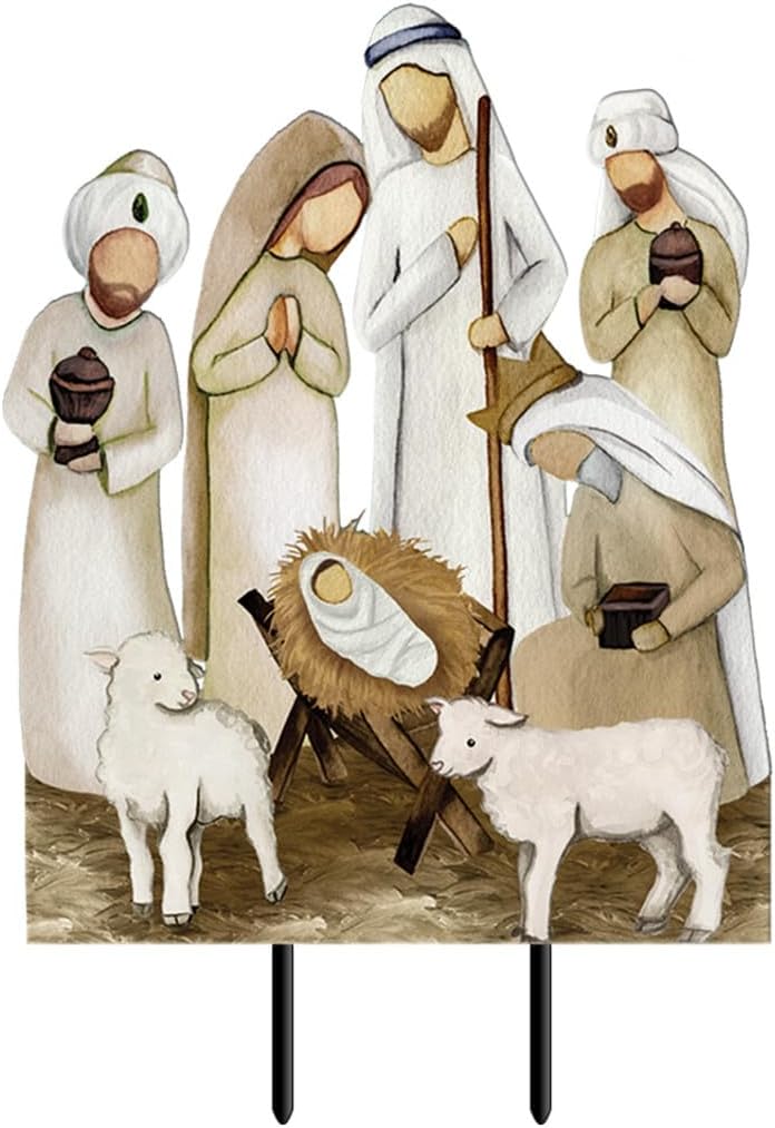 Powder-Coated Metal Nativity Scene Outdoor Art