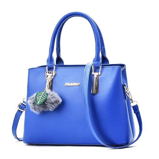 Dreubea Women's Leather Handbag Tote Shoulder Bag Crossbody Purse Royal Blue