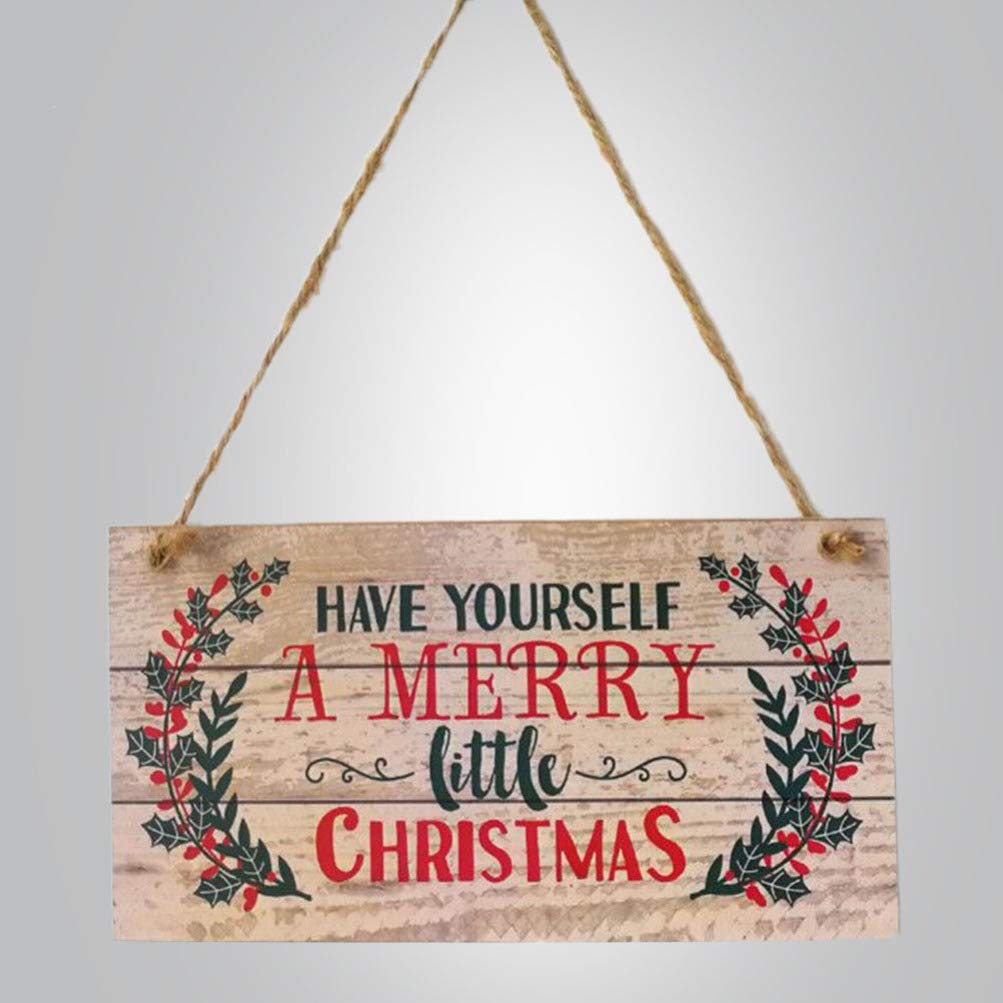 Beavorty Adorno Colgante Navideño de Madera para Puerta 20x10 Cm Diseño Brillante para Adorno Navideño en Fiestas y Entrada