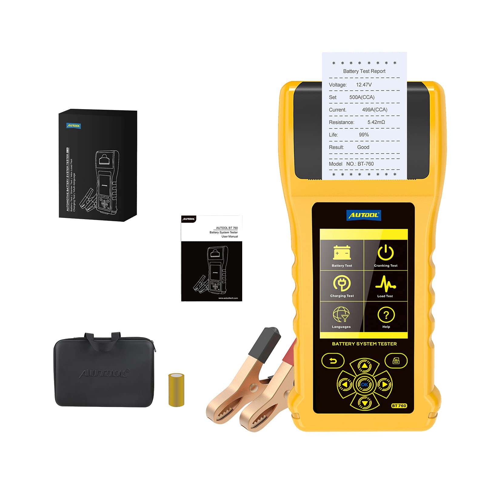 Buy AUTOOL BT760 Car Battery Tester 12V/24V 301700 CCA, Battery Load