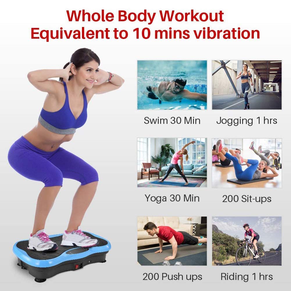 Trenażery wibracyjne Maszyna do ćwiczeń wibracyjnych Wibrujący domowy trener fitness Power Plate 99 poziomów intensywności z taśmami oporowymi na siłowni Schudnij, dopasuj się z domu (niebieski)