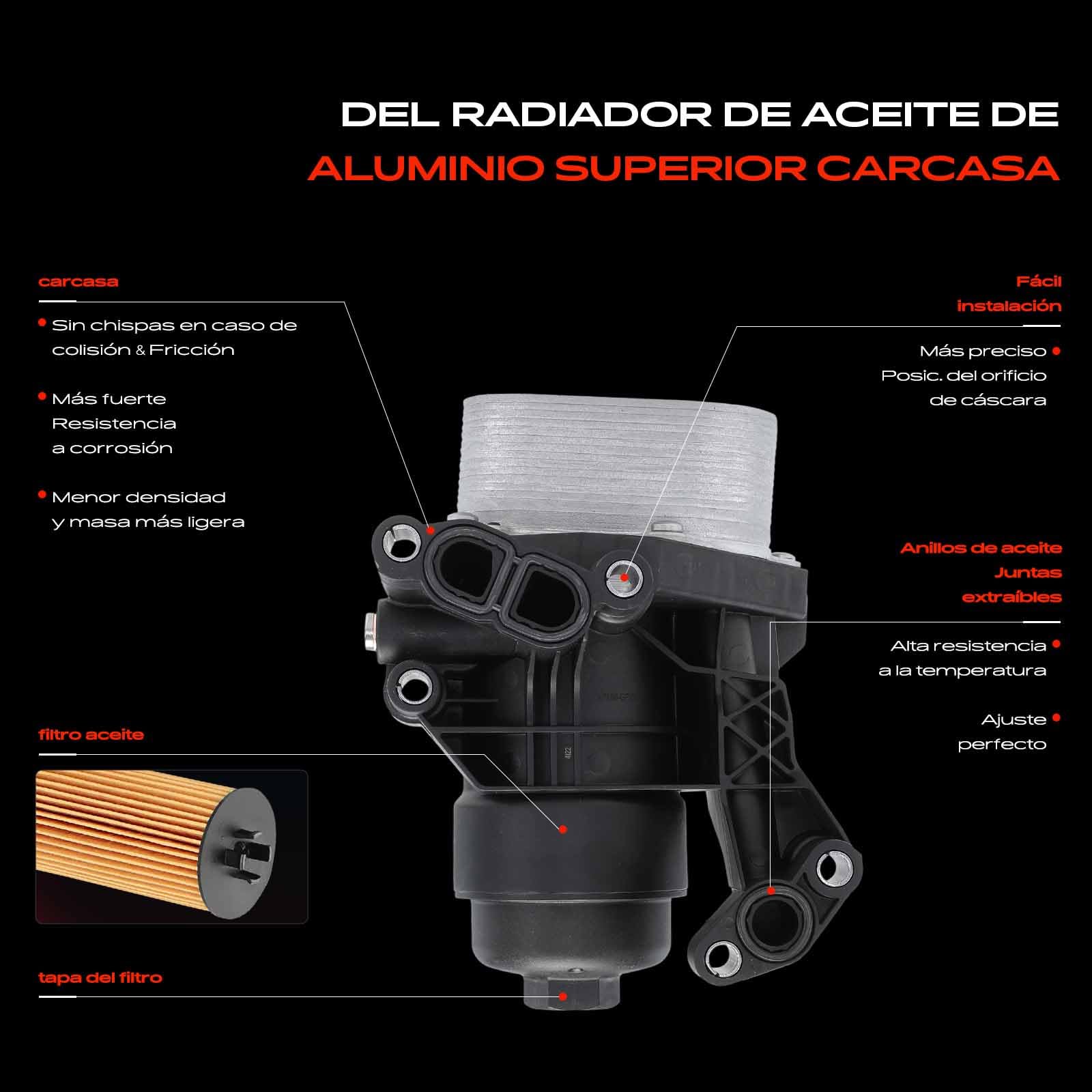 Frankberg Enfriador de aceite aceite de motor carcasa del filtro de | 03N115389P; Compatible con: C.r.a.f.t.e.r Box SX SY, T.r.a.n.s.p.o.r.t.e.r/C.a.r.a.v.e.l.l.e VI Autobús SGB SGJ SHB SHJ