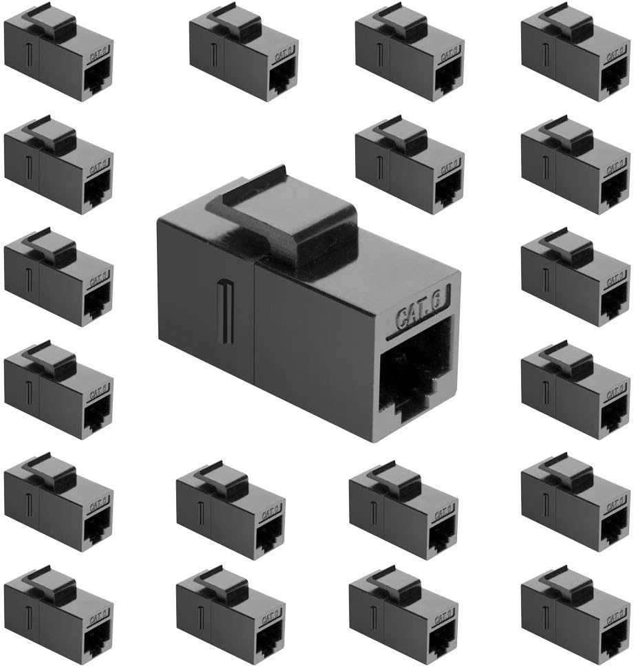 Cat6 Keystone Jack RJ45 Ethernet Keystone Coupler Unshielded Female to Female Inline Keystone Coupler 20 Pack