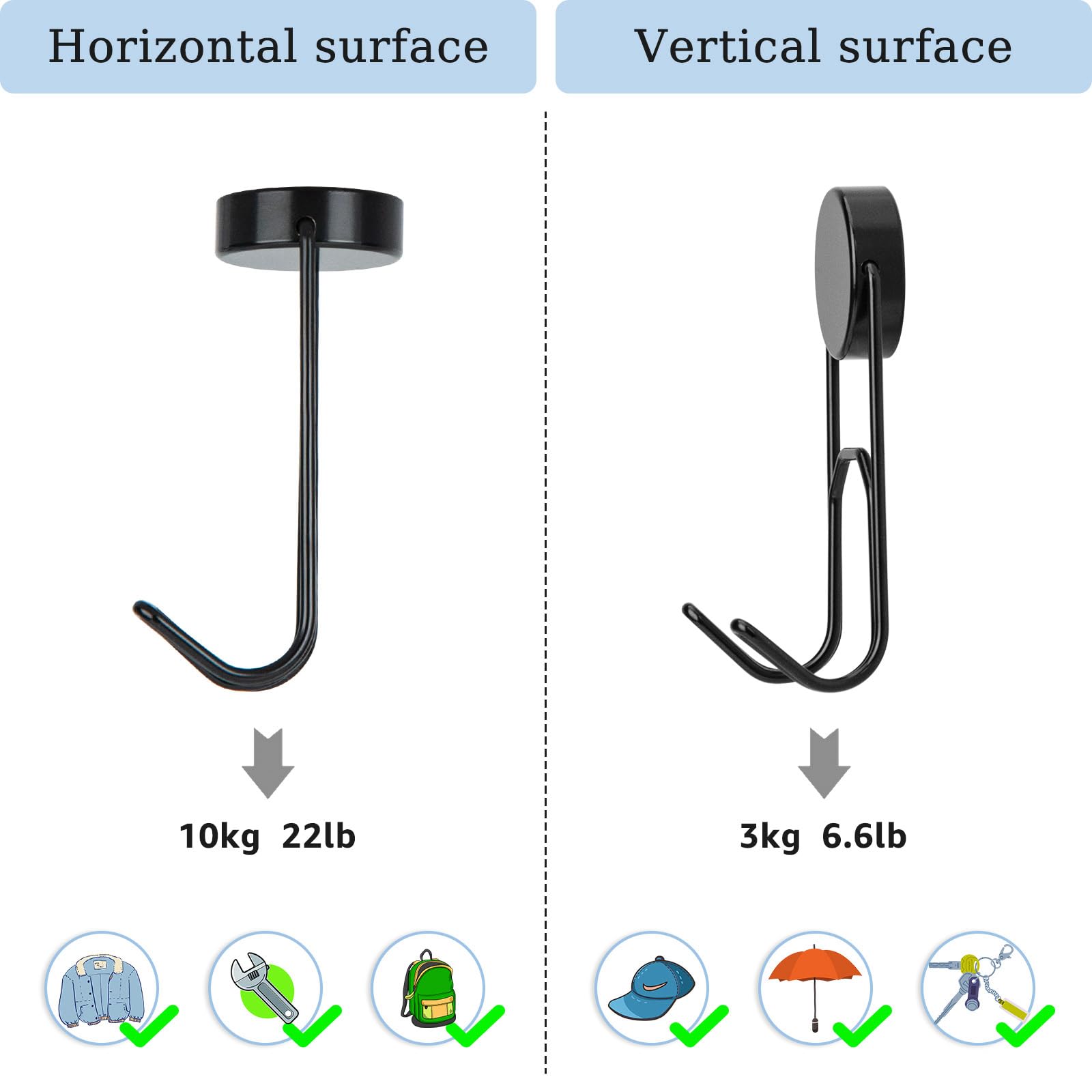 3Pcs Ganci Magnetici All-Purpose Cucina Forti Ganci Magnetici per