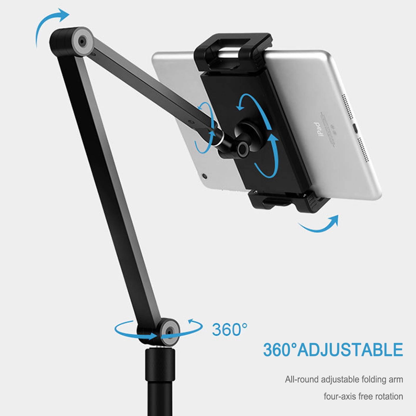 Supporto per Cellulare, Supporto per Tablet Da Letto con Braccio Articolato Flessibile E Vassoio, Girevole A 360 Gradi, per Vlog, Live Streaming, per Ipad O Cellulare Da 4,7''-12,9''(Color:001)