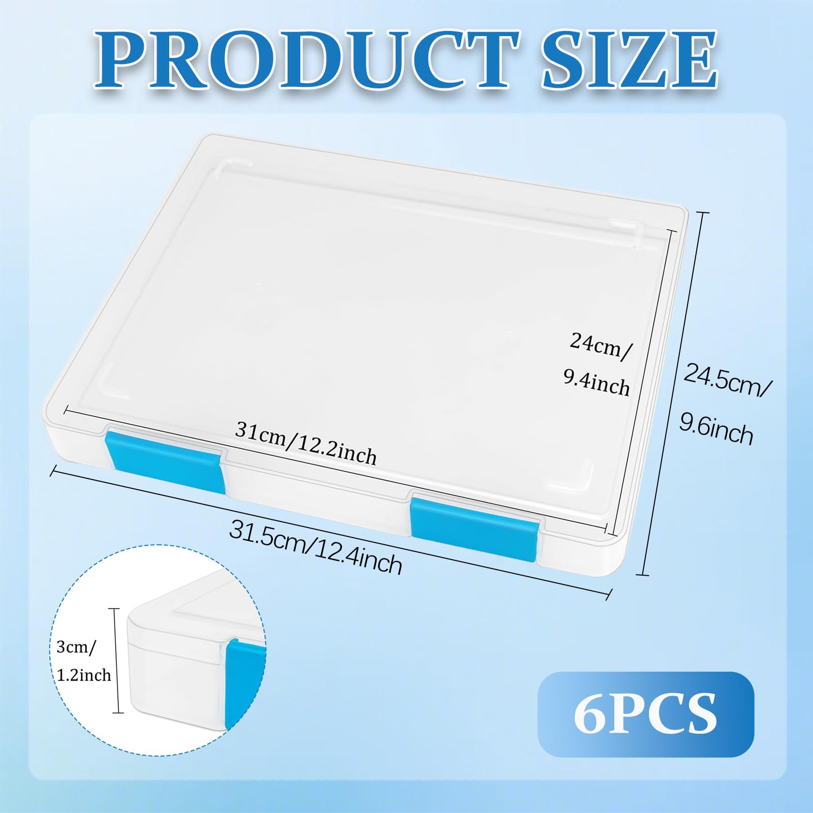 ZILAMGOO 6 Pcs Clear Plastic Document Storage Box, A4 File Box Paper Organizers Holder, Paper Storage Containers with Buckle for Document Magazine File Photo(12.4 x 9.84 x 1.18 in)