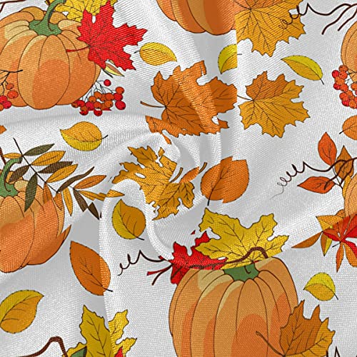 Suabo Fall Pumpkin Maple Round Tablecloths, Autumn Circular Table Cover Washable Polyester For Buffet Table, Parties, Holiday Dinner 60 Inch #TOP1