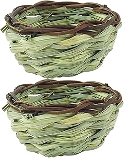 COLLBATH 2 Pçs Ninho De Pássaro De Palha Acessórios Para Pássaros Andorinha Casa De Pássaro Redonda Gaiola De Pássaro Ninho De Criação De Pássaros Ninho De Palha Tecido Ninho De Criação De