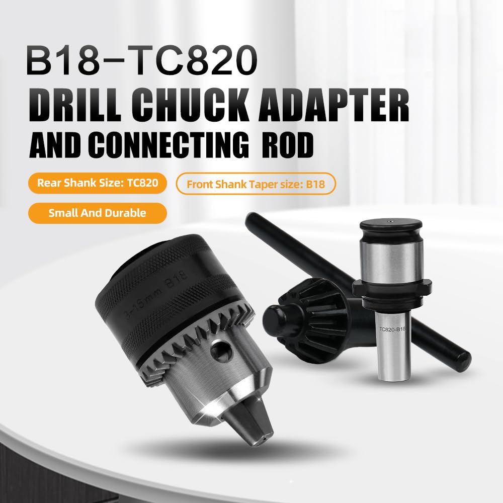 TC820 - Adaptador de portabrocas de taladro y barra de conexión con llave de portabrocas para taladro para máquina de roscado eléctrica M24HR/M30R/M36R