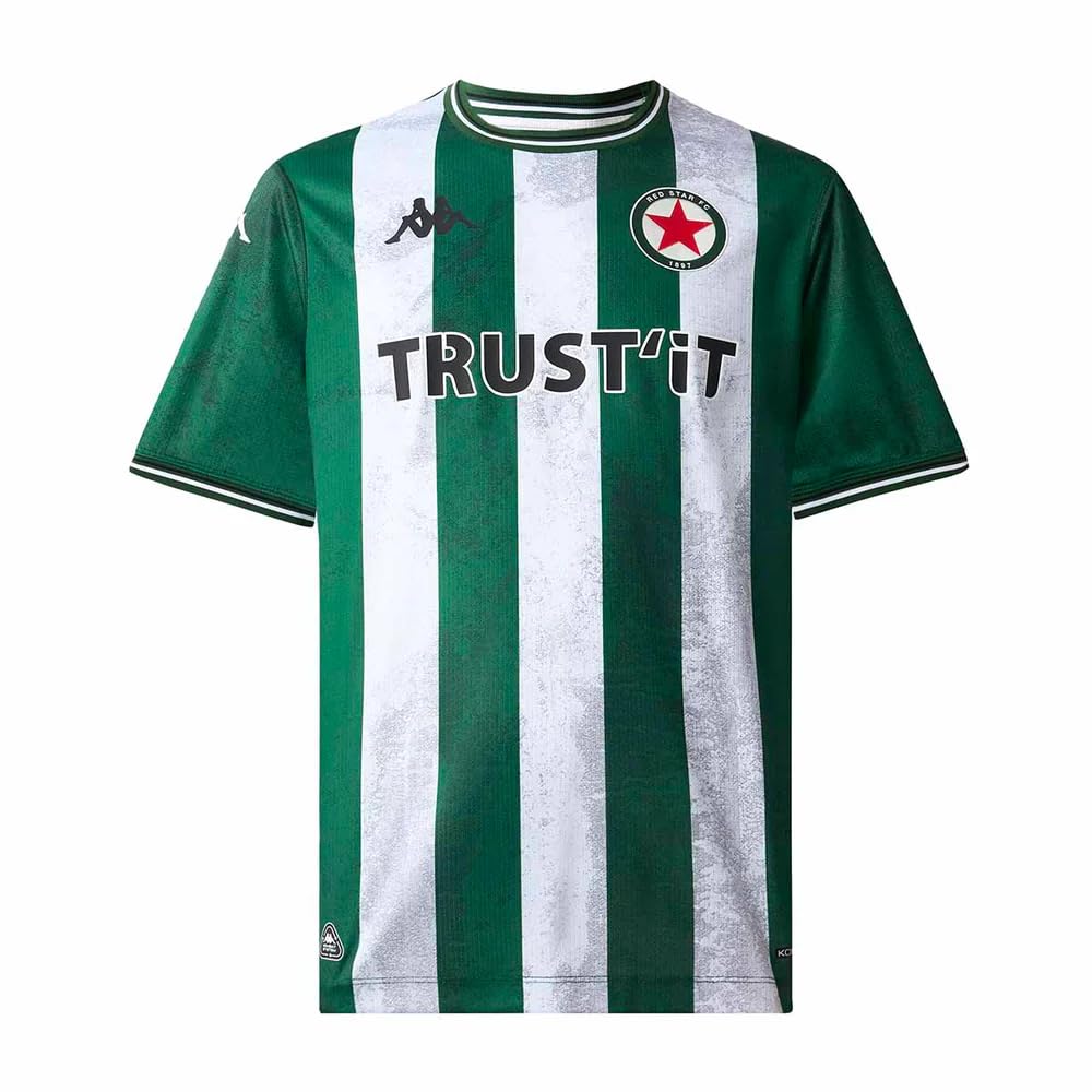 Kappa Maglia Ufficiale Red Star 2025/2026 Green Formal/White/Red Haute S | Tecnologia Hydro-Way Protection, Tessuti riciclati e Loghi termofusi | XL