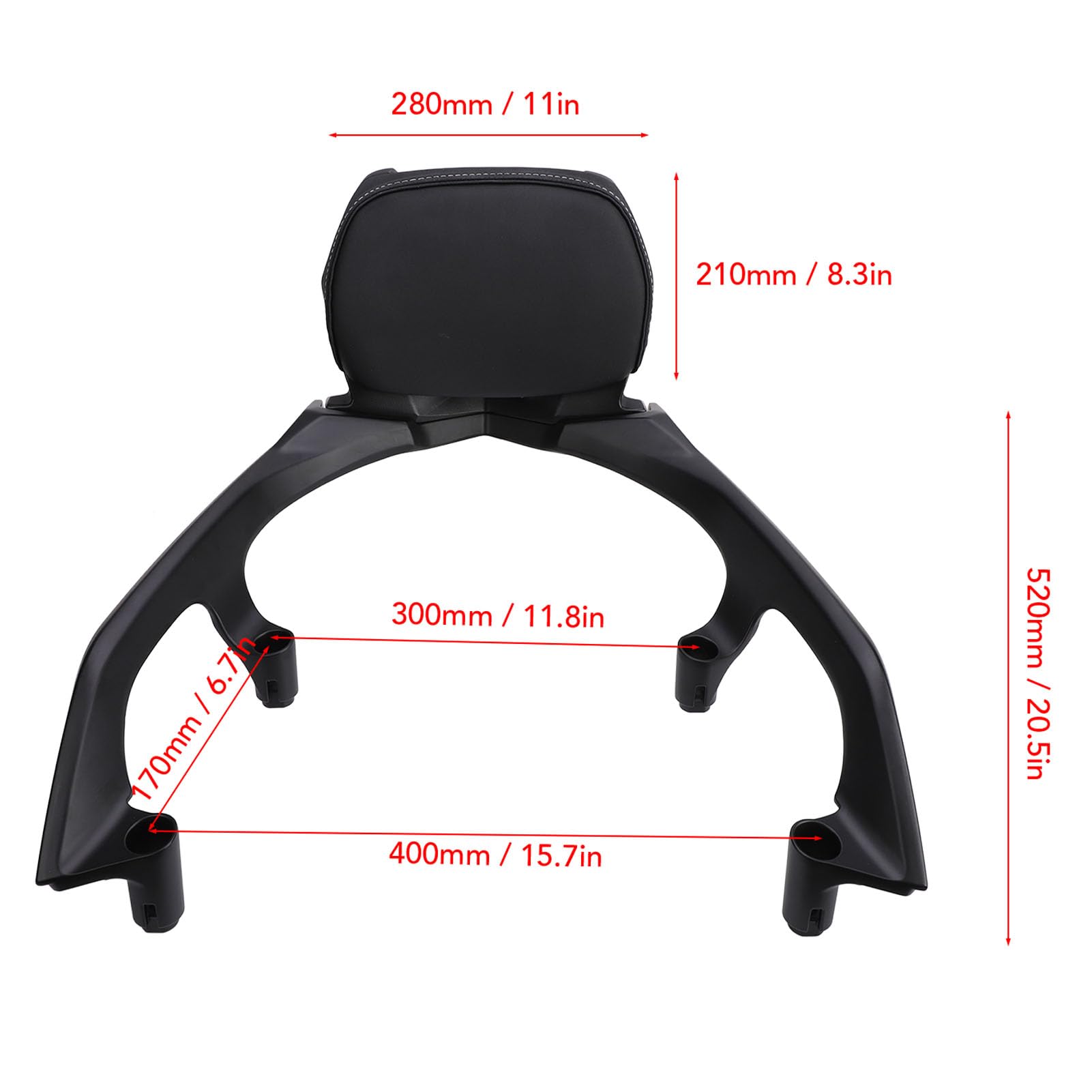 Qqmora Dossier de Siège Passager de Moto, Dossier de Siège Arrière, de Passager, Réduction de la Résistance au Vent, Support Lombaire avec Coussin de Cadre pour Tmax 530