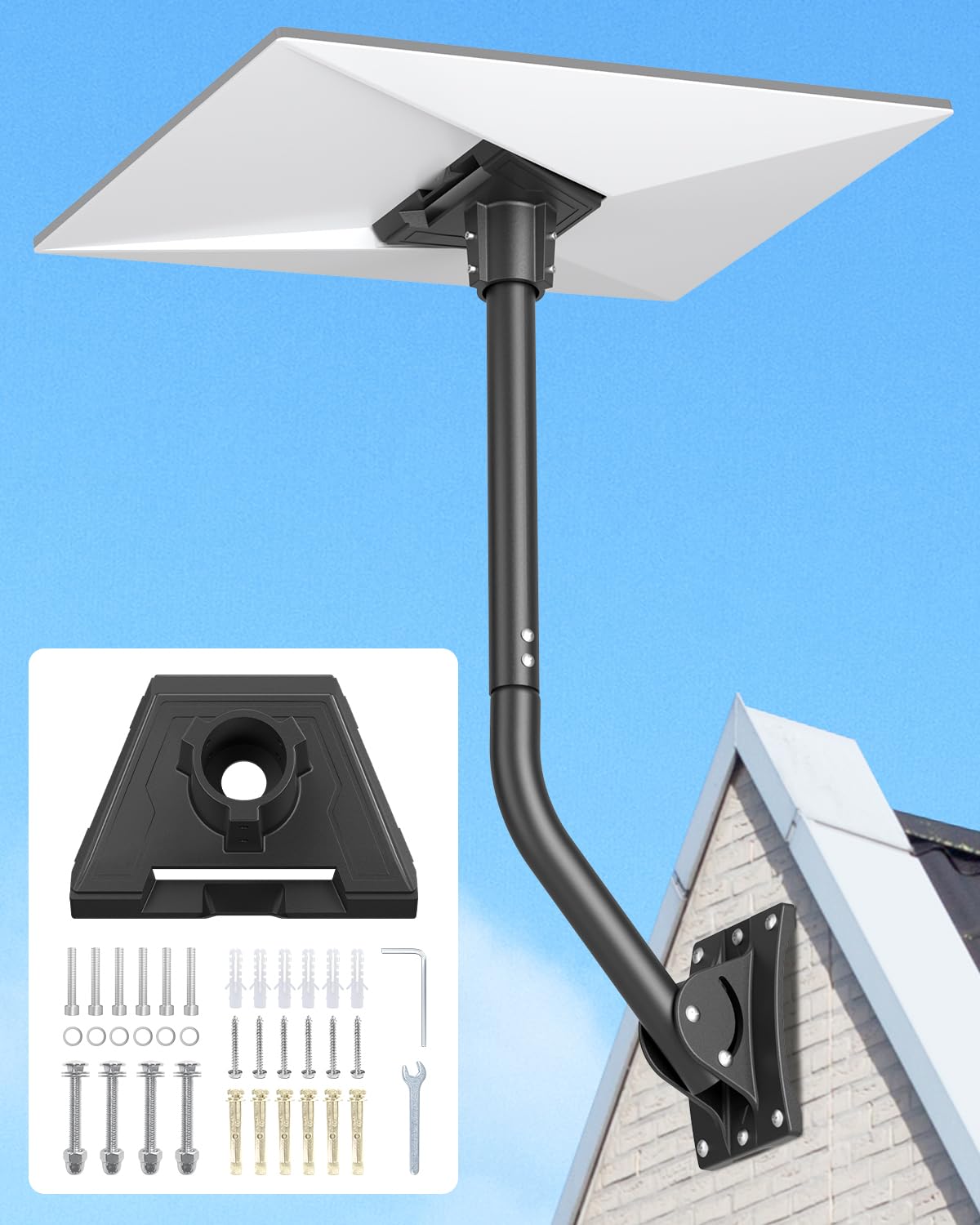 WHYFONE Starlink Gen 3 Mount, supporto da tetto Starlink regolabile a 360° compatibile con piatto standard V3 Starlink, kit di montaggio Starlink Gen3 Pole con adattatore per tubo per V3 Starlink