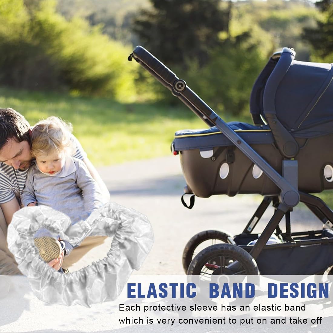 Copriruote Per Passeggino - Set Di 4 Copricerchi Impermeabili E Antisporco Per Casa - Foto 12